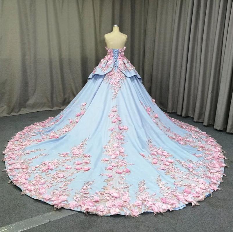 Elegant 3D Floral Lace Sweetheart Ball Gown Wedding Dress - Perfect for Bridal Ceremony, Prom, and Formal Events