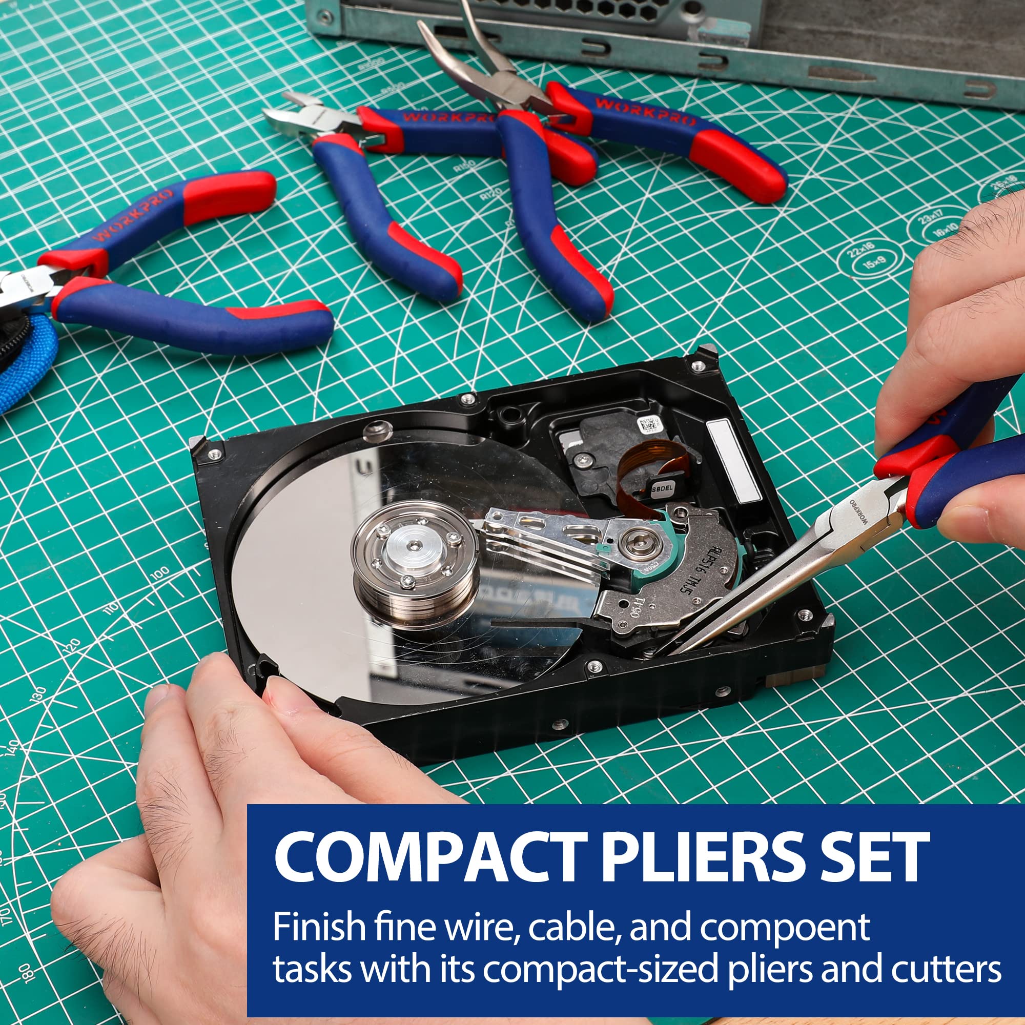WORKPRO 33-Piece Precision Repair Tool Kit with Pliers, Screwdrivers, Craft Knife & Tweezers - Electronic Repair Tools for Laptops, Phones, Computers & Gaming Accessories - Perfect for DIY Repairs, Home Maintenance & Tech Enthusiasts