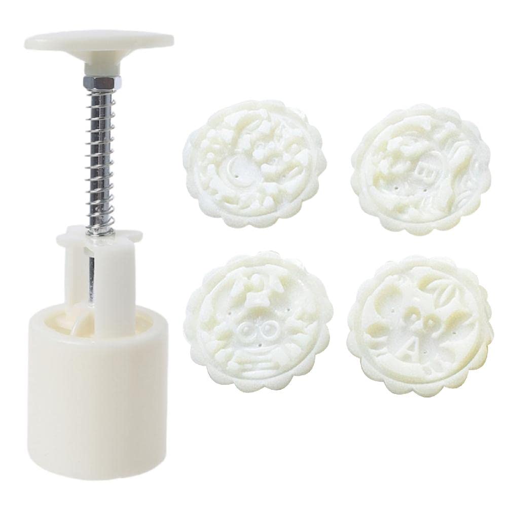 Moon Cake Mold Cookie Stamp - Hand-Pressure Round Moon Cake Maker for Mid-Autumn Festival, DIY Pastry Tool, Easy-to-Use Cookie Cutter Press for Baking, Wedding, Party & Holiday Dessert Making
