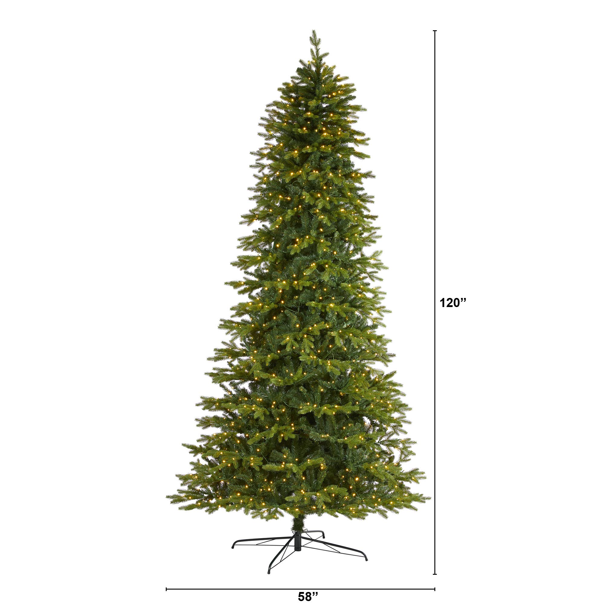 Nearly Natural 10ft Belgium Fir Artificial Christmas Tree with 1050 Clear LED Lights - Realistic Holiday Decor for Home, Office & Party Decorations