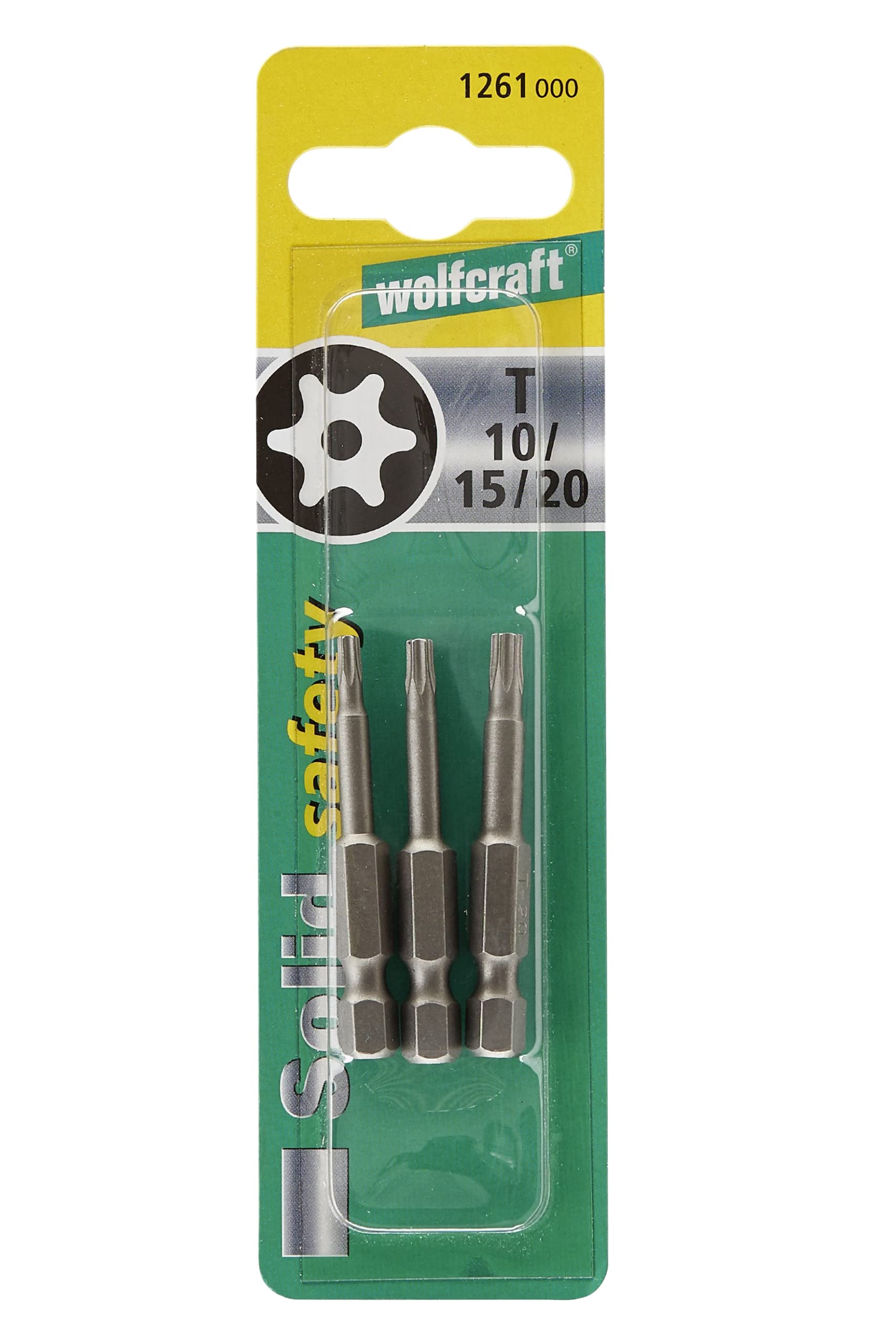Wolfcraft 1261000 3-Piece Safety Screwdriver Set with Torx Bits & Tip Hole (50mm) - Perfect for DIY Projects, Furniture Assembly & Electronics Repair