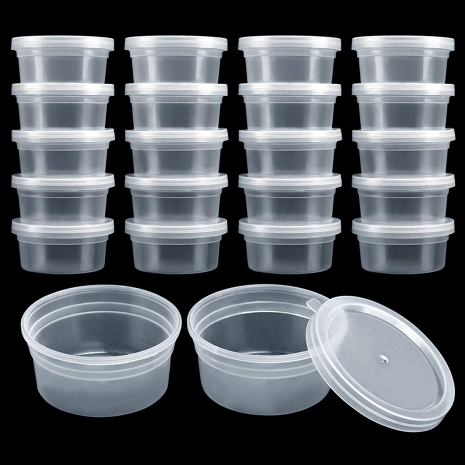 GWHOLE 20 Pack Small Plastic Slime Containers with Lids - 4.5oz Reusable Storage for Slime, Art Work, Beads & Floam - Perfect for Kids Crafts, DIY Projects & Classroom Organization