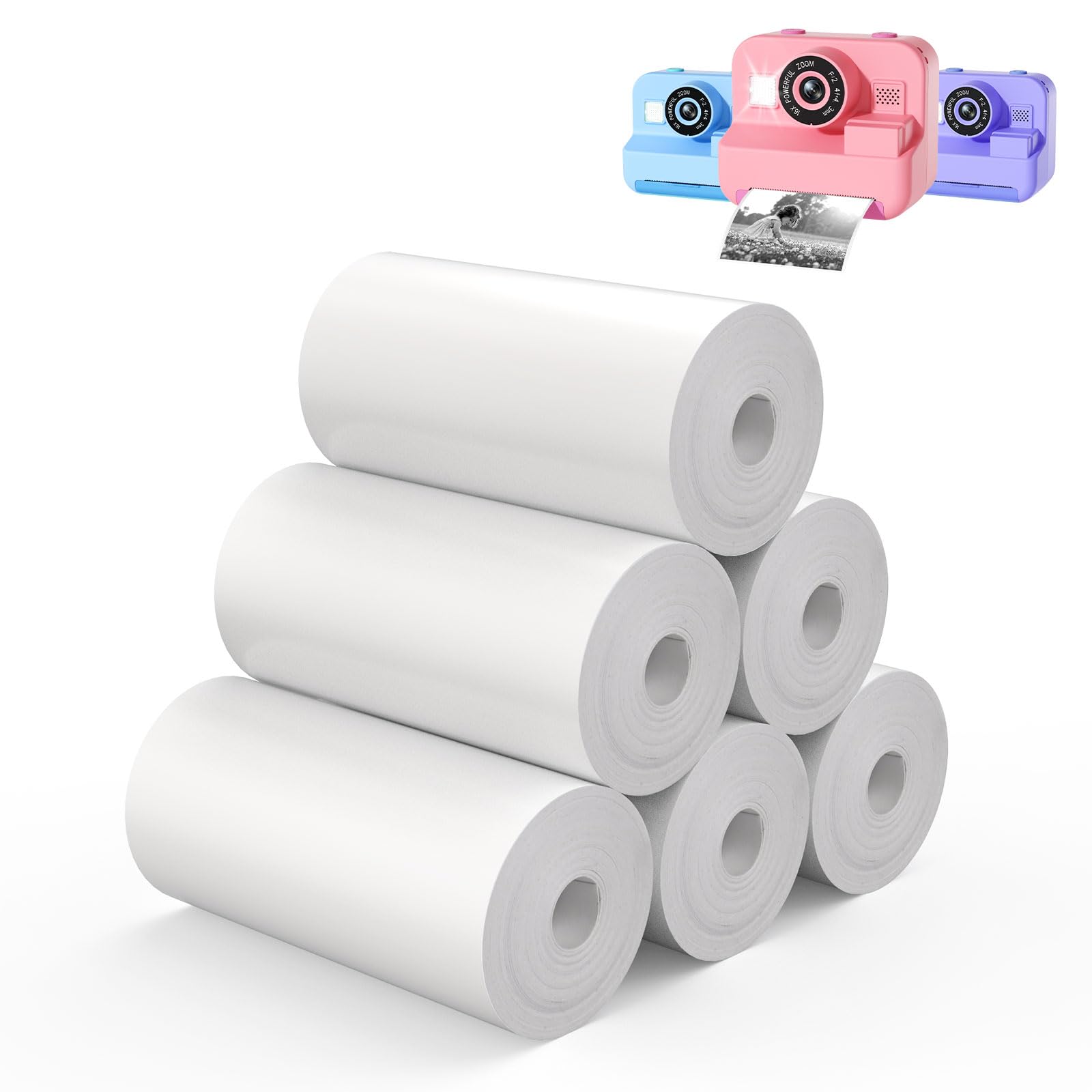 6 Rolls Instant Print Camera Refill Paper - Thermal Photo Printing Paper for Kids Instant Cameras | HD Quality, Compatible with Most Brands | Perfect for Birthday Parties, Travel & DIY Projects