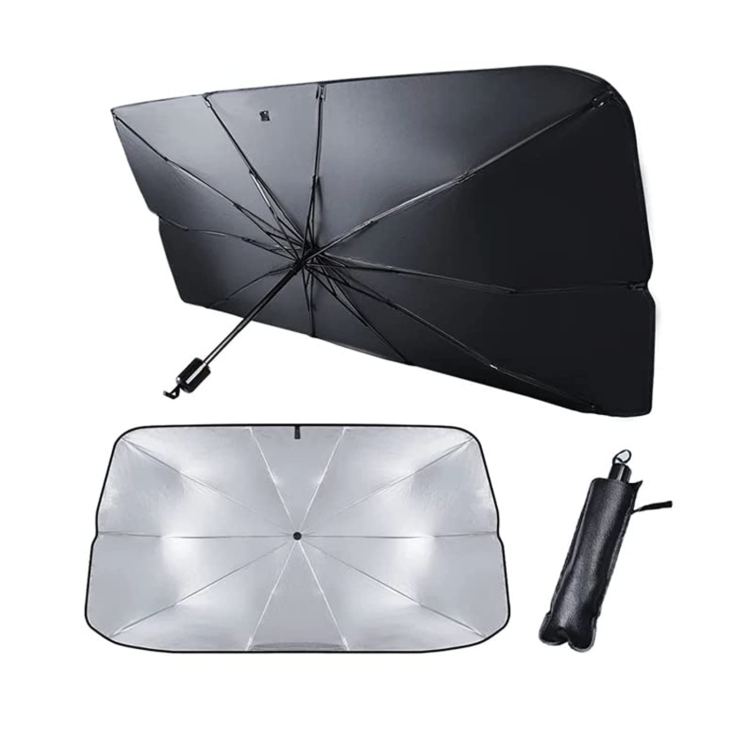 Foldable Car Windshield Sun Shade - UV Protection & Heat Blocking Sun Visor for Front Window (65x125cm) | Keep Your Car Cool in Summer | Perfect for Parking, Road Trips & Daily Commute