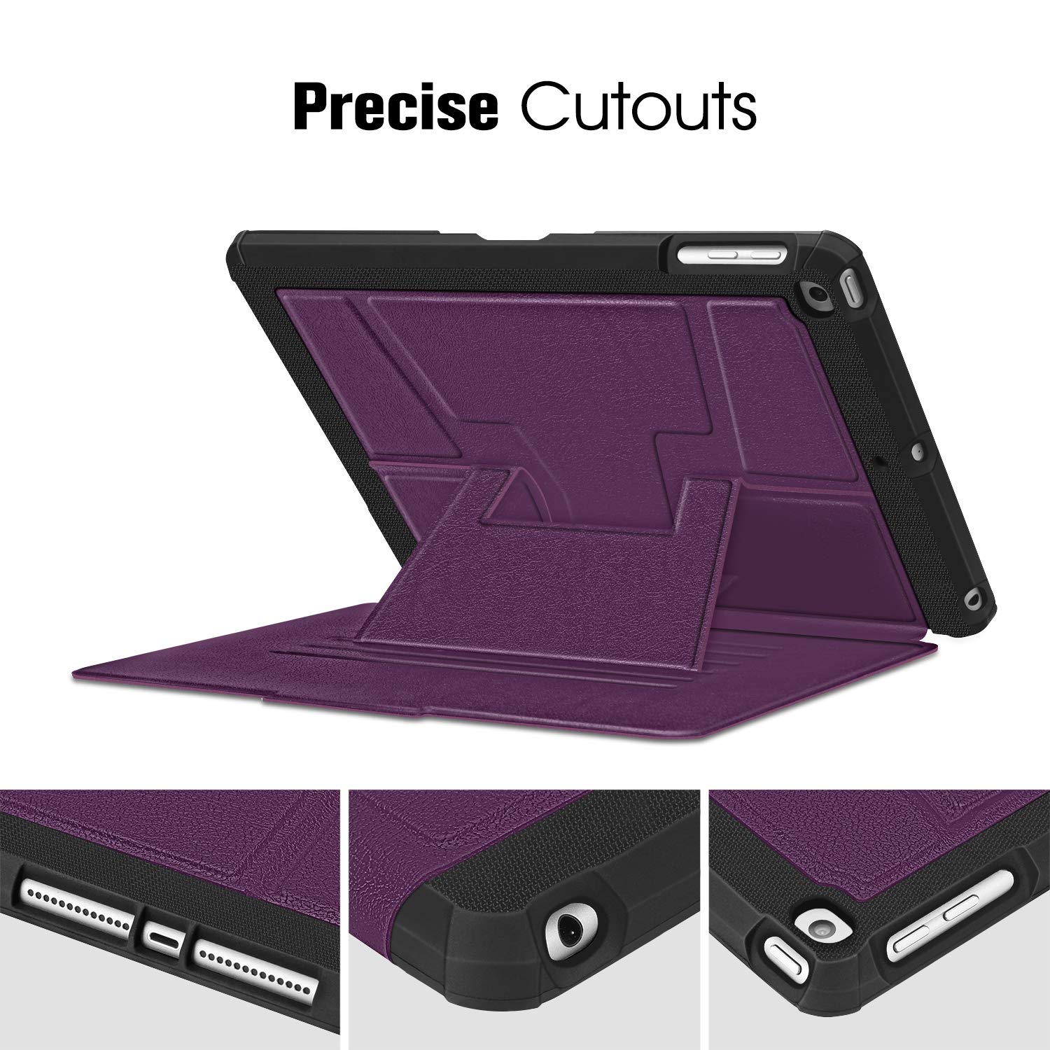 Fintie Magnetic Stand Case for iPad 6th/5th Generation (2018/2017), iPad Air 2/Air 1 (9.7 Inch) - Shockproof Rugged TPU Cover with Auto Wake/Sleep, Multiple Viewing Angles, Purple - Perfect for Work, Study, and Entertainment