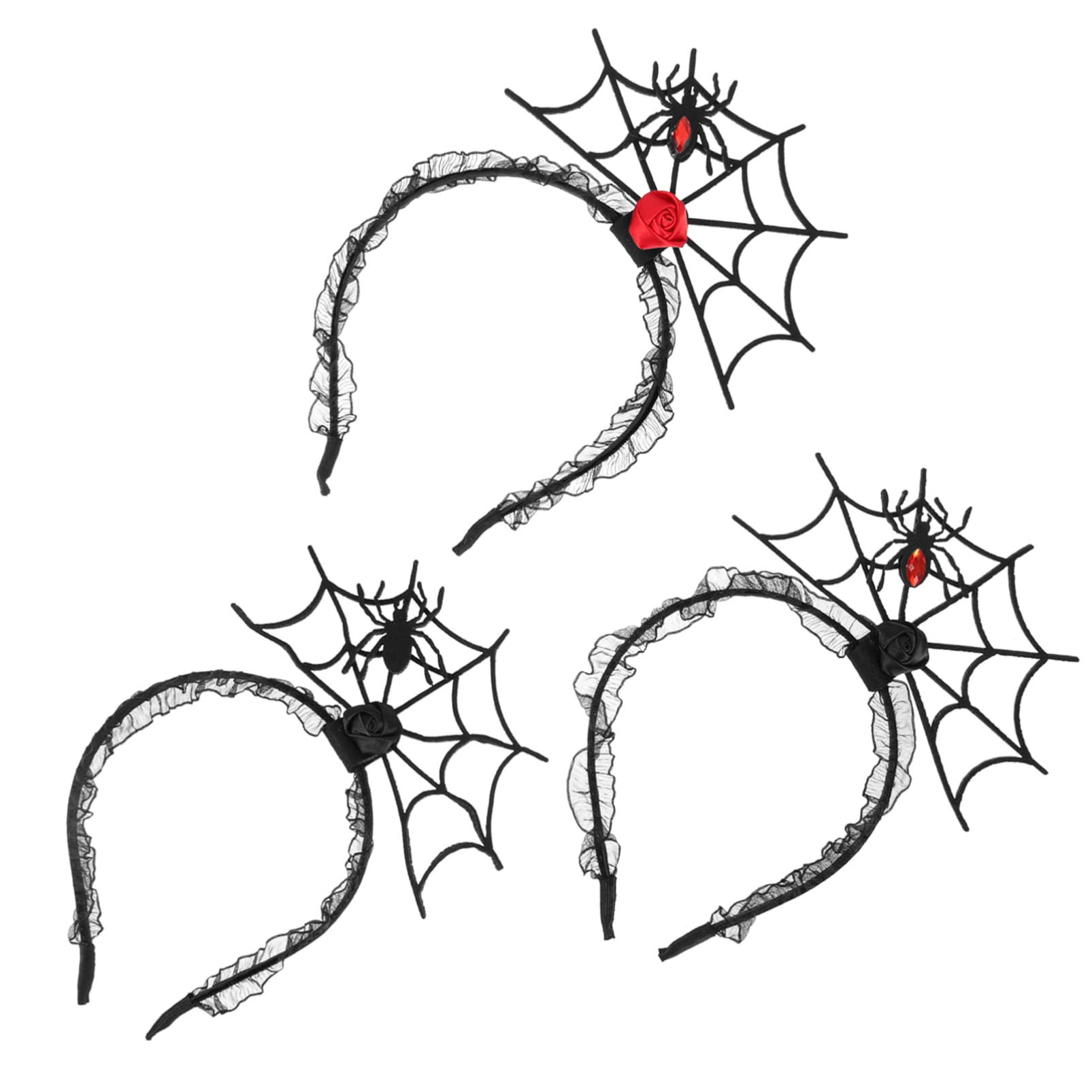 Minkissy 3PCS Halloween Spider Web Headbands - Gothic Cosplay Masquerade Hair Accessories for Halloween Party, Christmas Carnival & Festival Costume | Perfect for Spooky Themed Events, Cosplay & Costume Parties