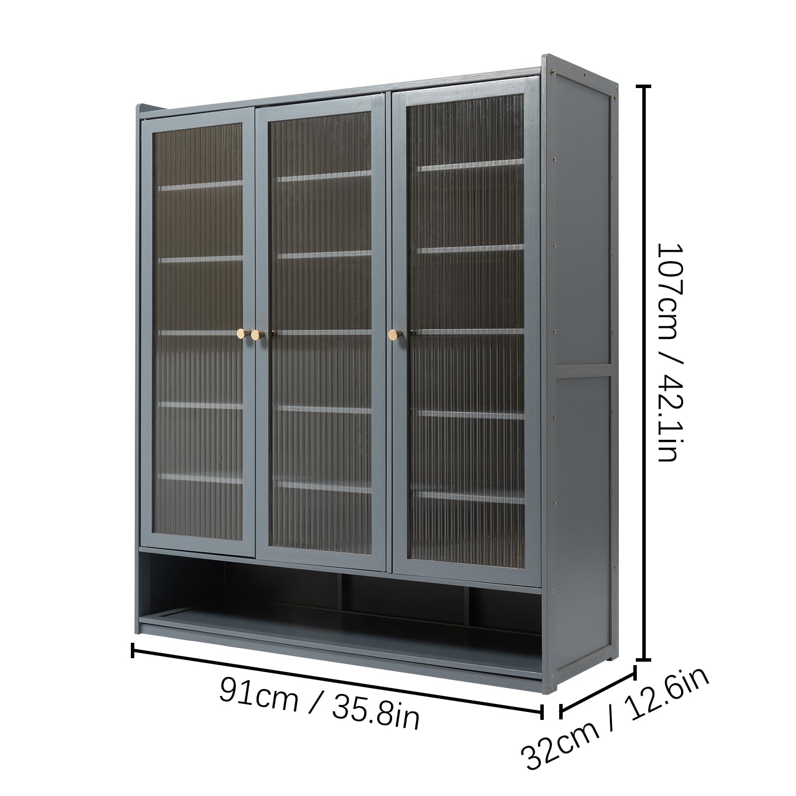 8-Tier Shoe Storage Cabinet with 3 Doors - Freestanding Shoe Rack Organizer for Entryway, Hallway, Closet & Bedroom - Multifunctional Haze Blue Shoe Shelf (35.8