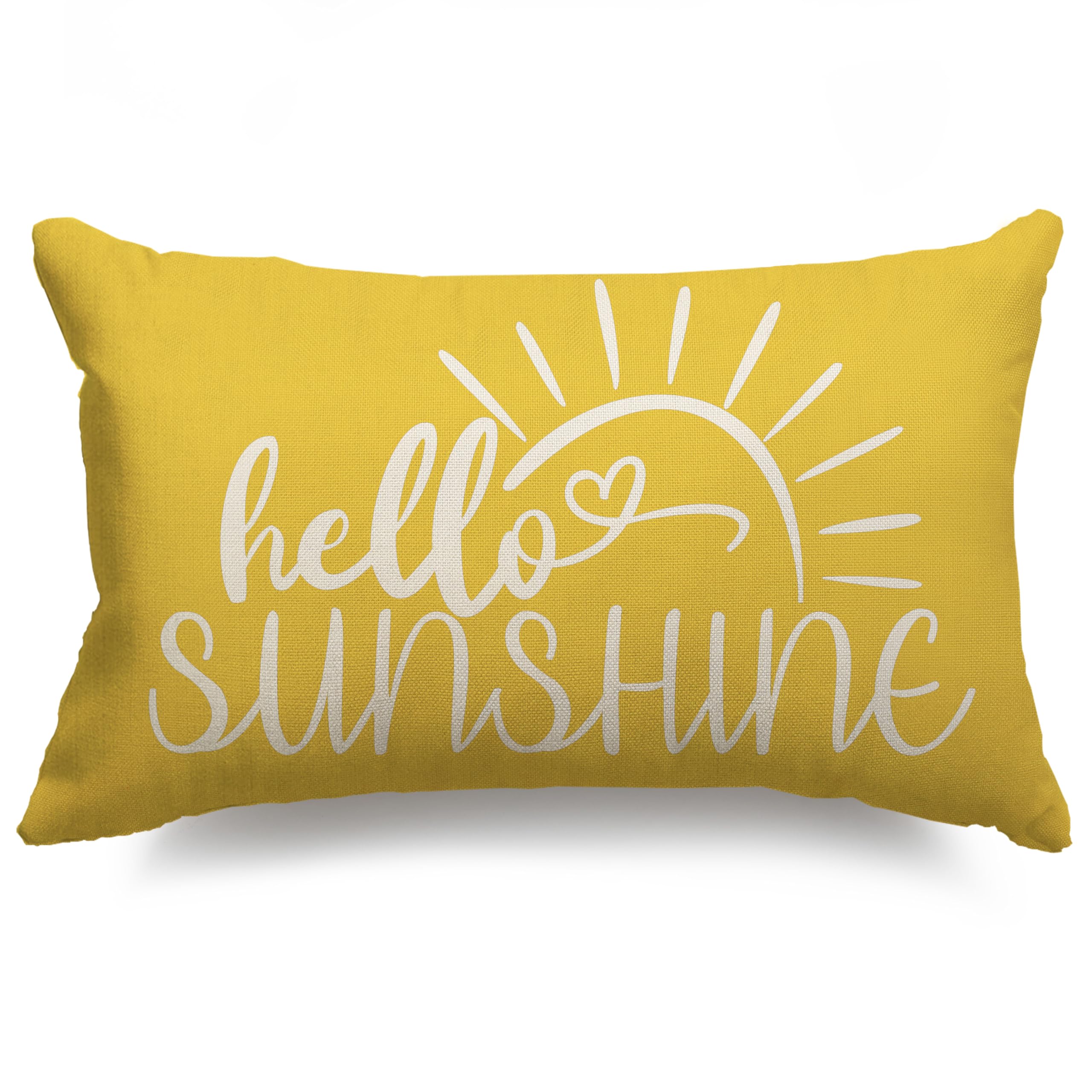 12x20 Summer Hello Sunshine Outdoor Farmhouse Lumbar Pillow Covers - Decorative Sofa & Home Decor Accents for Patio, Living Room & Porch