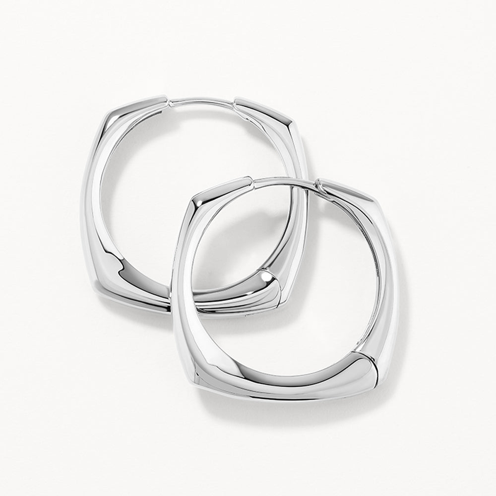 Sterling Silver Maxi Square Edge Hoops - Elegant Statement Earrings for Women | Perfect for Parties, Weddings & Everyday Wear