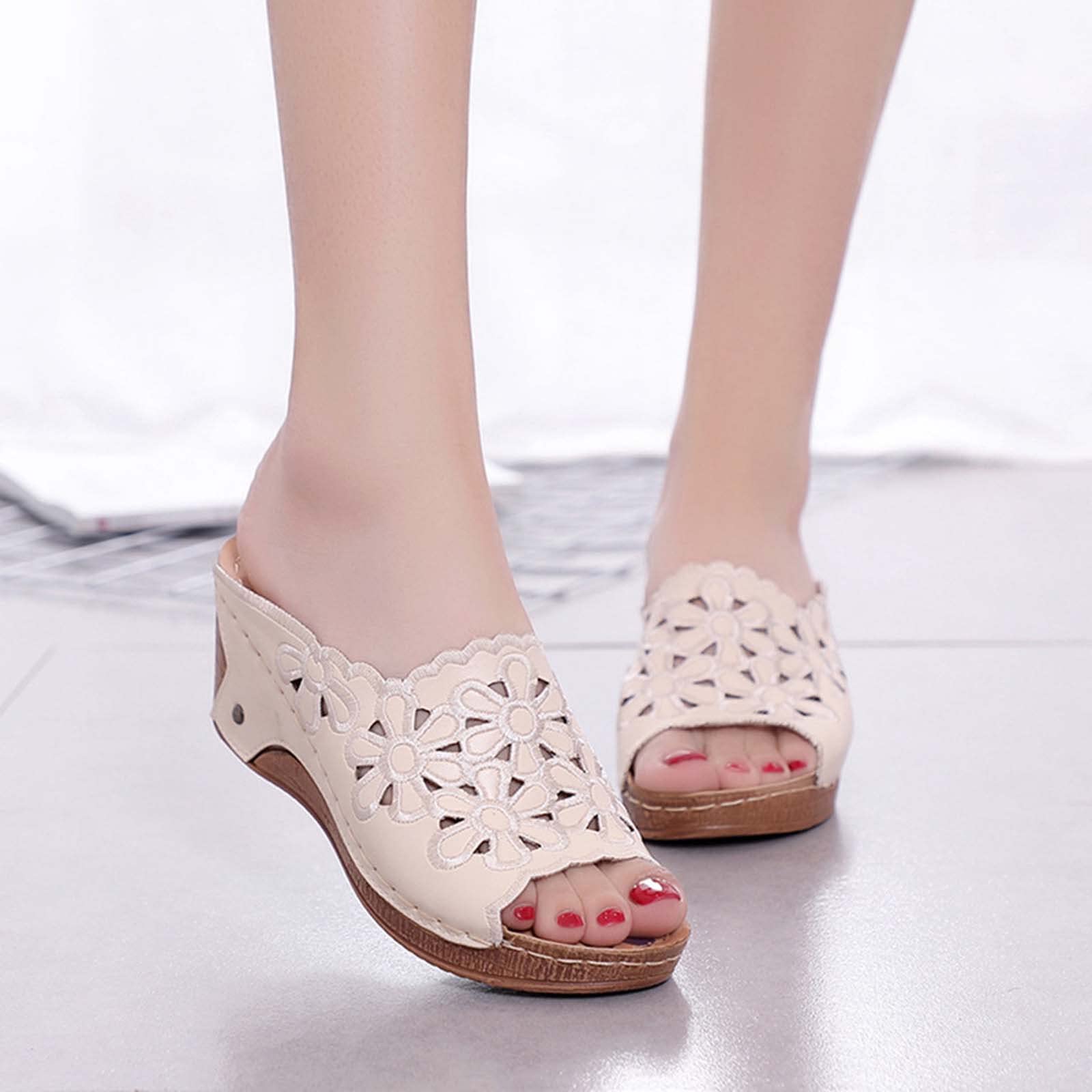 Stylish Women's Open Toe Hollow Out Wedge Sandals - Breathable Summer Slip-On Platform Shoes for Casual Wear | Perfect for Beach, Vacation, and Everyday Outfits