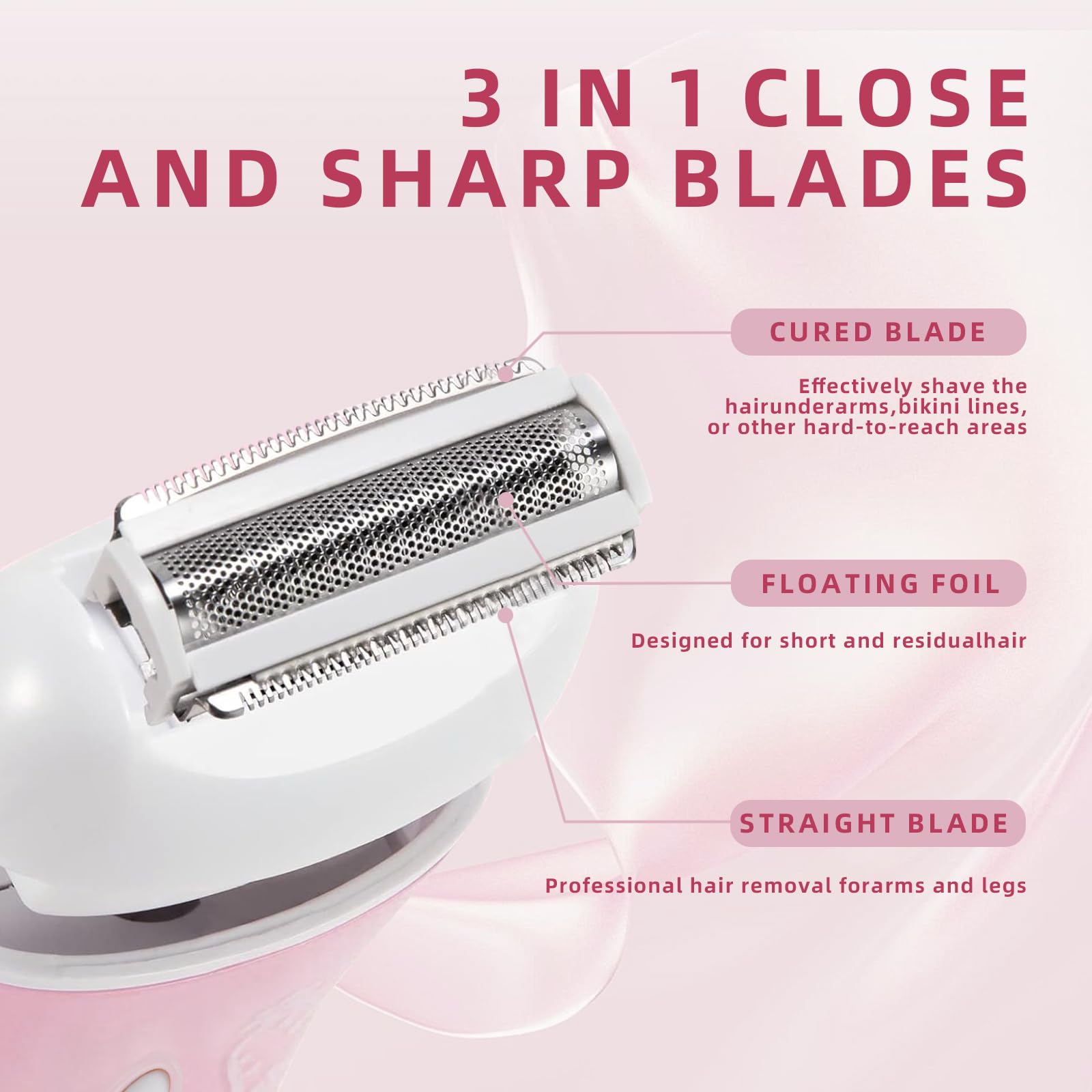 Silky Smooth Women's Electric Shaver - Cordless Wet/Dry Foil Shaver & Bikini Trimmer - Painless Hair Removal for Legs, Underarms & Body - Perfect for Travel, Gym & Quick Touch-ups