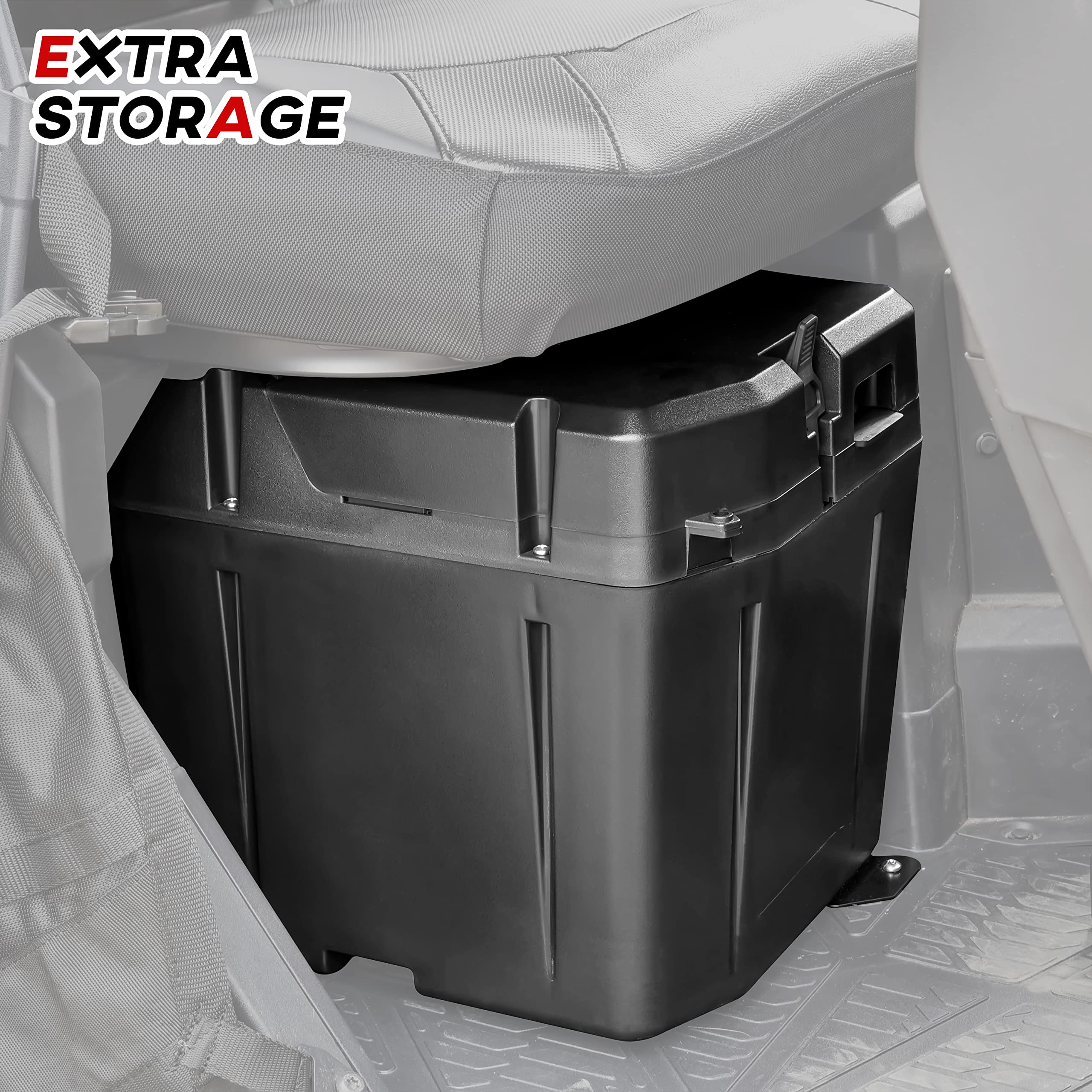 SAUTVS Waterproof Under Seat Storage Box for Polaris Ranger 1000 XP & Crew (2018-2025) | Heavy-Duty Polyethylene Underseat Bin Replacement #2882910 | Perfect for Hunting Gear, Tools & Off-Road Accessories