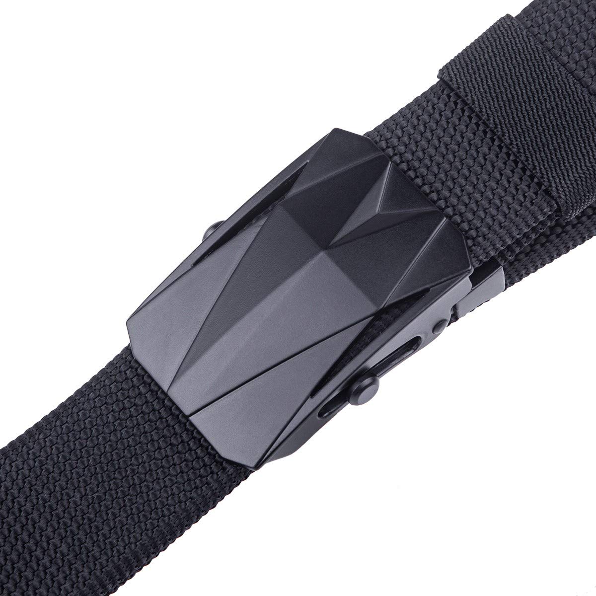 Moonsix Men's Tactical Nylon Belt - Adjustable No-Hole Military Belt with Metal Buckle for Outdoor, Hiking & Everyday Wear