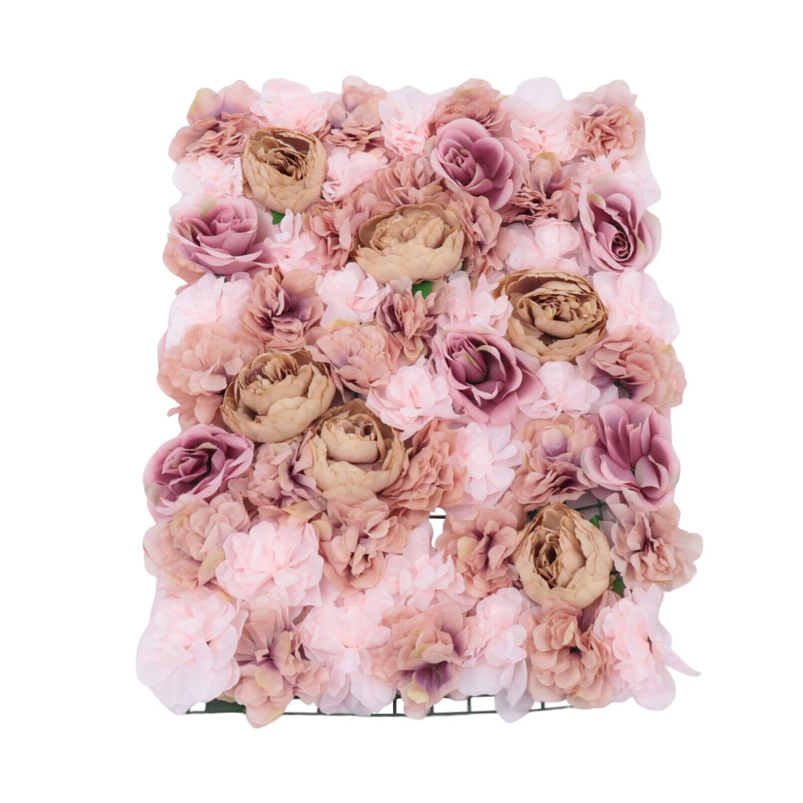 6 Pcs Artificial Rose Flower Wall Panel - Autumn Pink Floral Backdrop for Wedding, Party, Home Decor, Romantic Bouquet Decoration | Perfect for Photo Booths, Bridal Showers, and Event Backgrounds