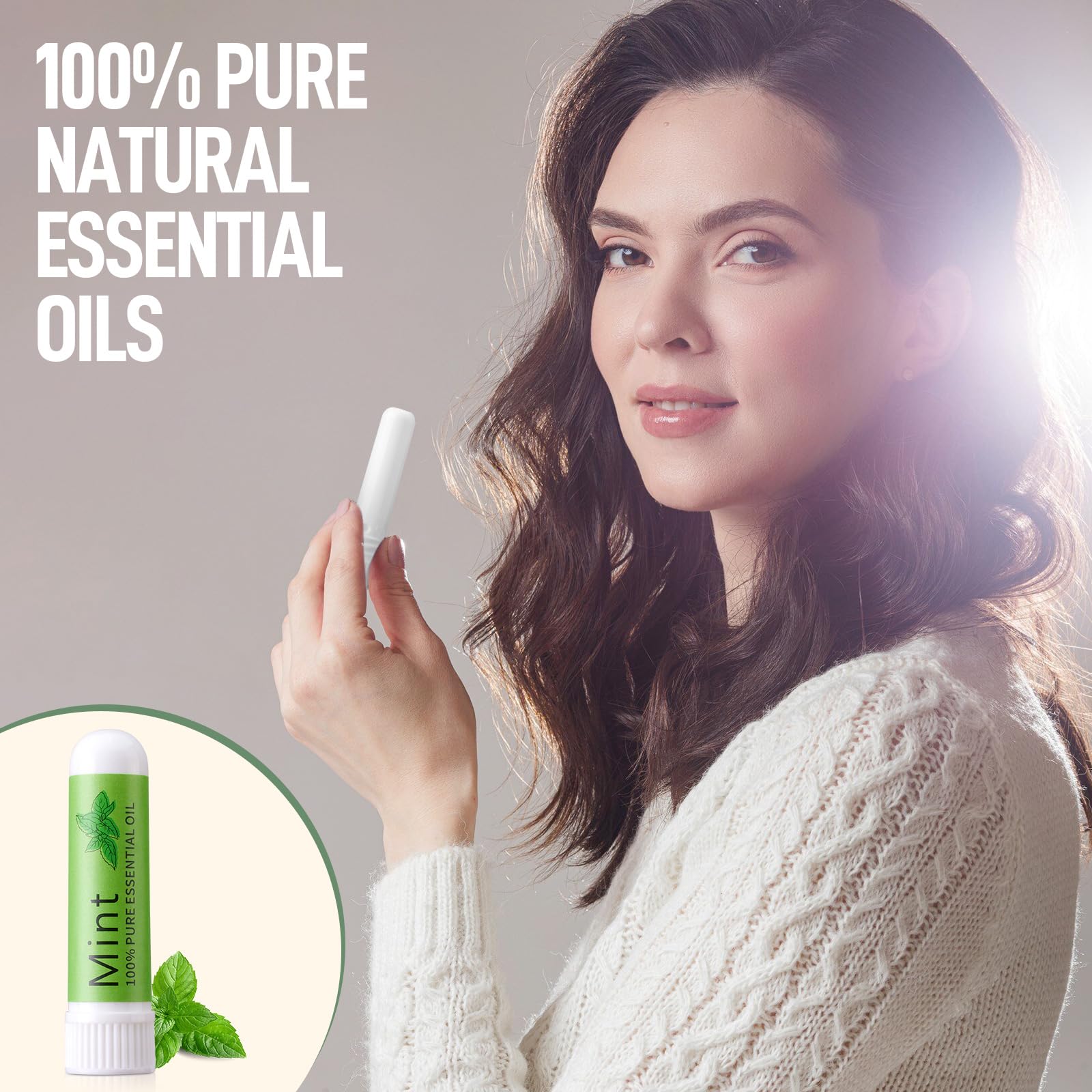 Hion Natural Nausea Relief Inhaler with Mint Essential Oil - 100% Pure & Organic Aromatherapy for Motion Sickness, Morning Sickness & Travel - Portable Essential Oil Inhaler Stick for Car, Plane & Office Use