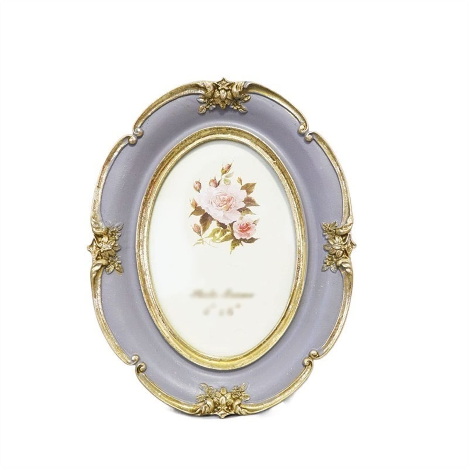 Vintage Retro Resin Oval Photo Frame 6/7 Inch - Elegant Desktop Picture Frame for Wedding, Party, Family Photos - Home Decor & Gift Idea - Perfect for Living Room, Bedroom, Office Display (6 Inch)