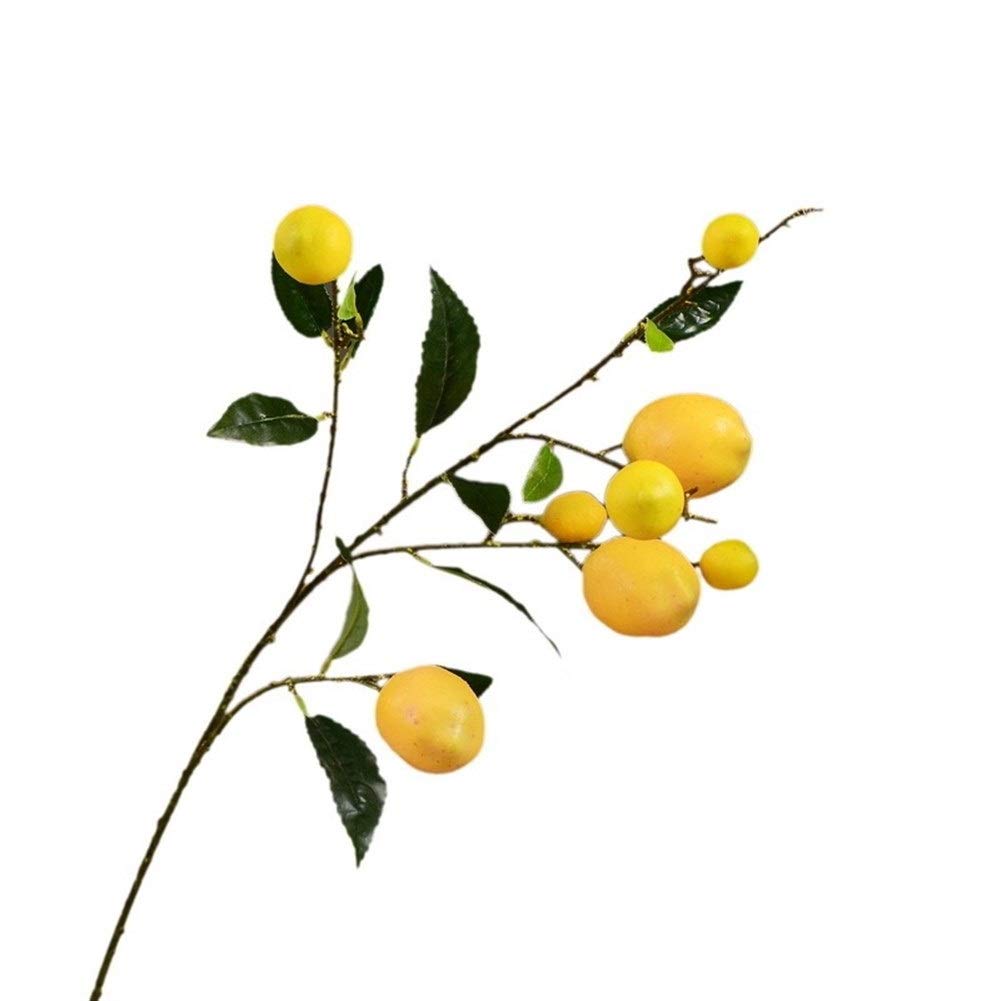 AOSUAI Artificial Lemon Fruit Tree Branch - Fake Yellow Berry & Green Plant Simulation for Home Decor, Wedding Centerpieces, and DIY Floral Arrangements