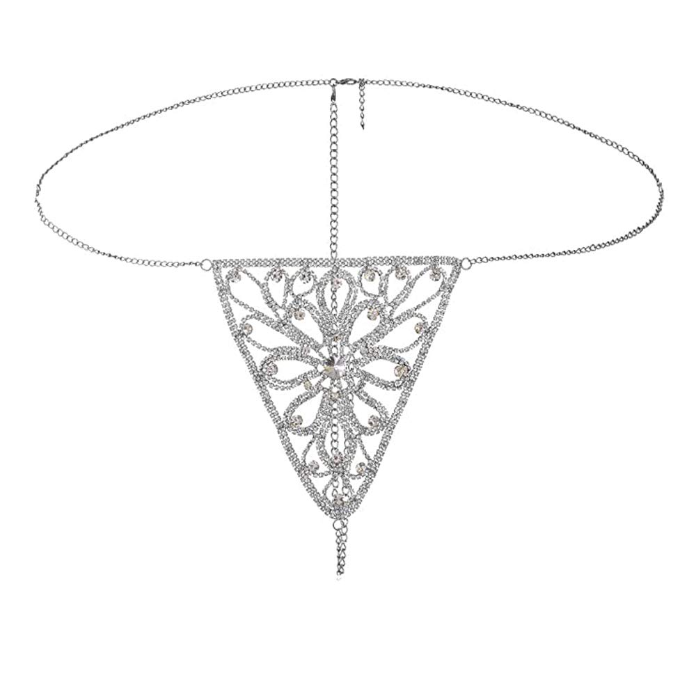 Women's Rhinestone Body Chain Jewelry - Crystal Bikini Waist & Belly Chain for Underwear, Thong & Night Out - Perfect for Beach Parties, Festivals & Date Nights