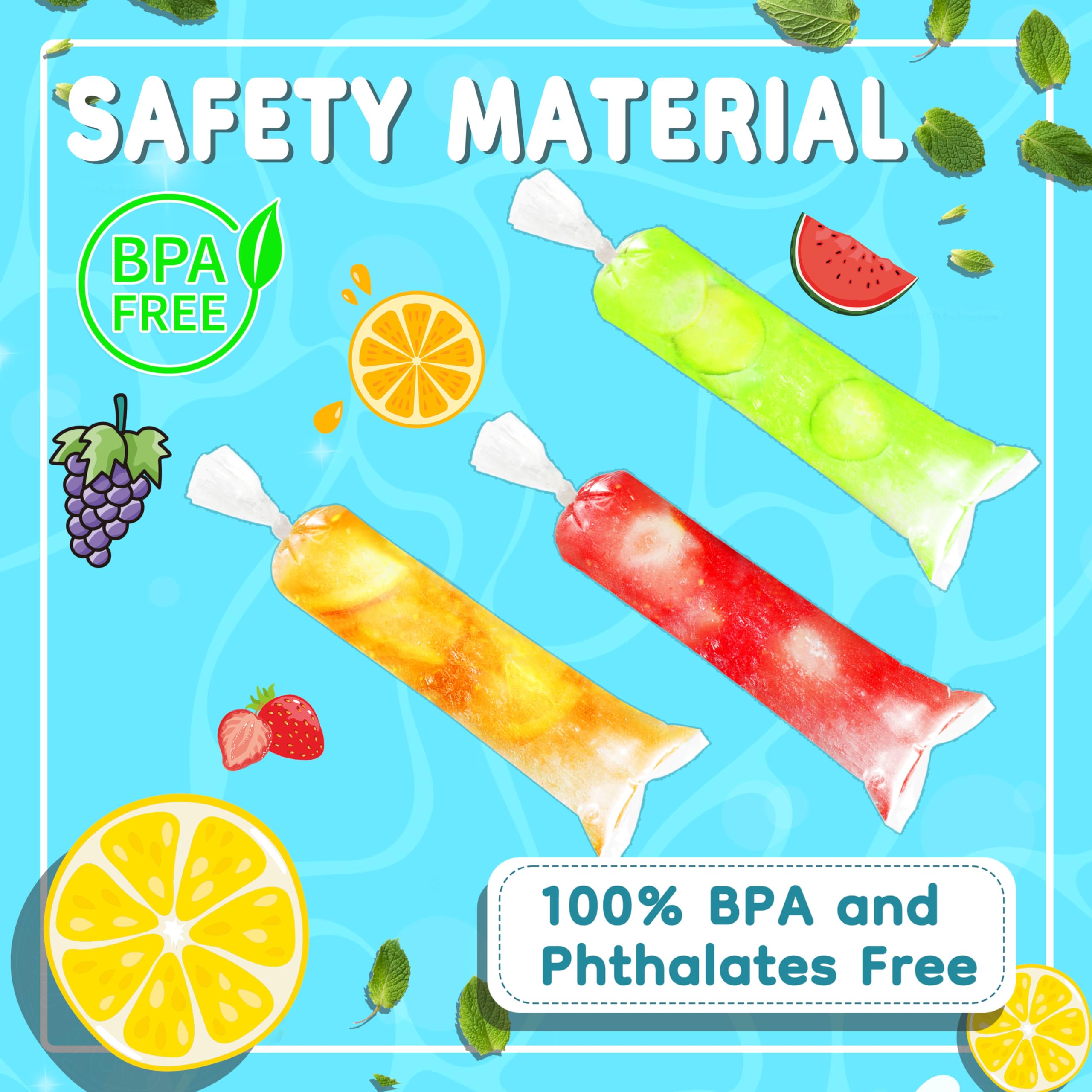 500 Packs Disposable Ice Pop Bags with Silicone Funnel - Reusable Popsicle Molds for Homemade Ice Candy, Yogurt Sticks, Juice Smoothies, Fruit Shakes & Snacks - Perfect for Summer Treats, Kids Parties & Healthy Frozen Desserts