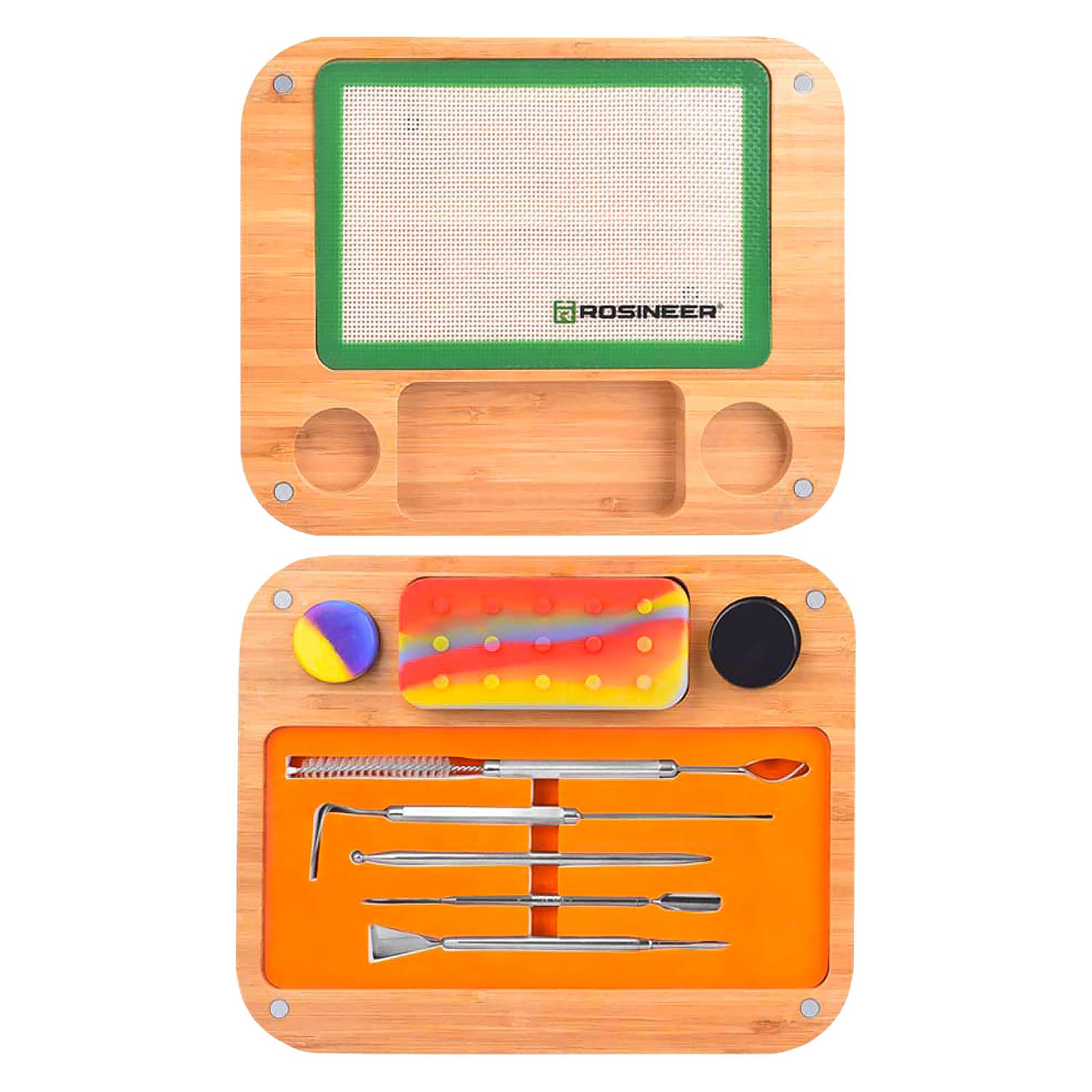 Premium Bamboo Waxing Tool Organizer Set with Stainless Steel Tools, Silicone Tray, Glass Jars & Non-Slip Mat - Perfect for Professional Waxing, Home Salon & DIY Hair Removal Kits