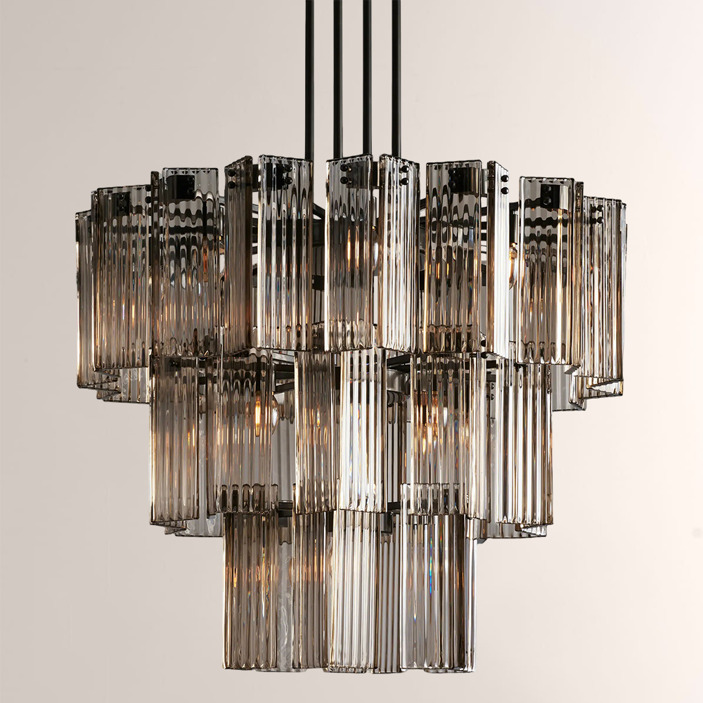 Delsie Round Chandelier - Modern Crystal Ceiling Light Fixture for Dining Room, Bedroom & Living Room | Elegant Lighting Decor for Home & Office