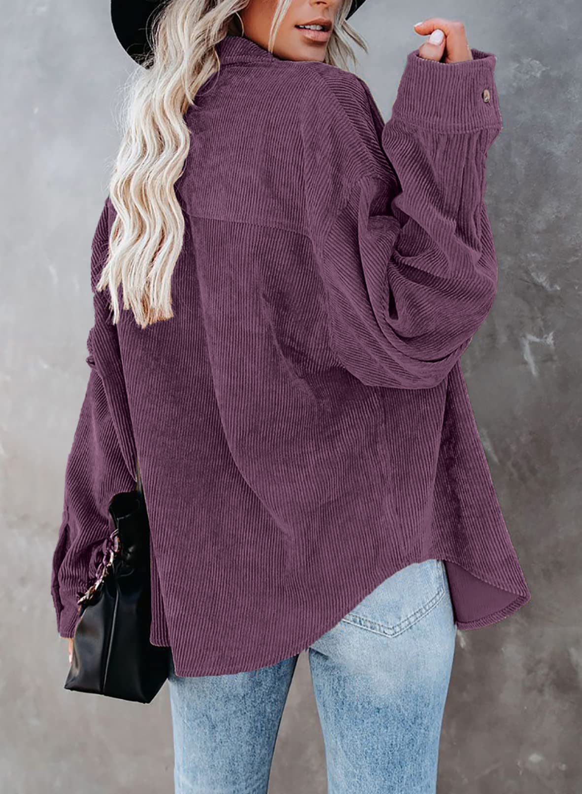 Dokotoo Women's Corduroy Button Down Shirt - Long Sleeve Oversized Boyfriend Blouse Top for Casual Wear & Layering | Perfect for Work, Date Night & Fall Outfits