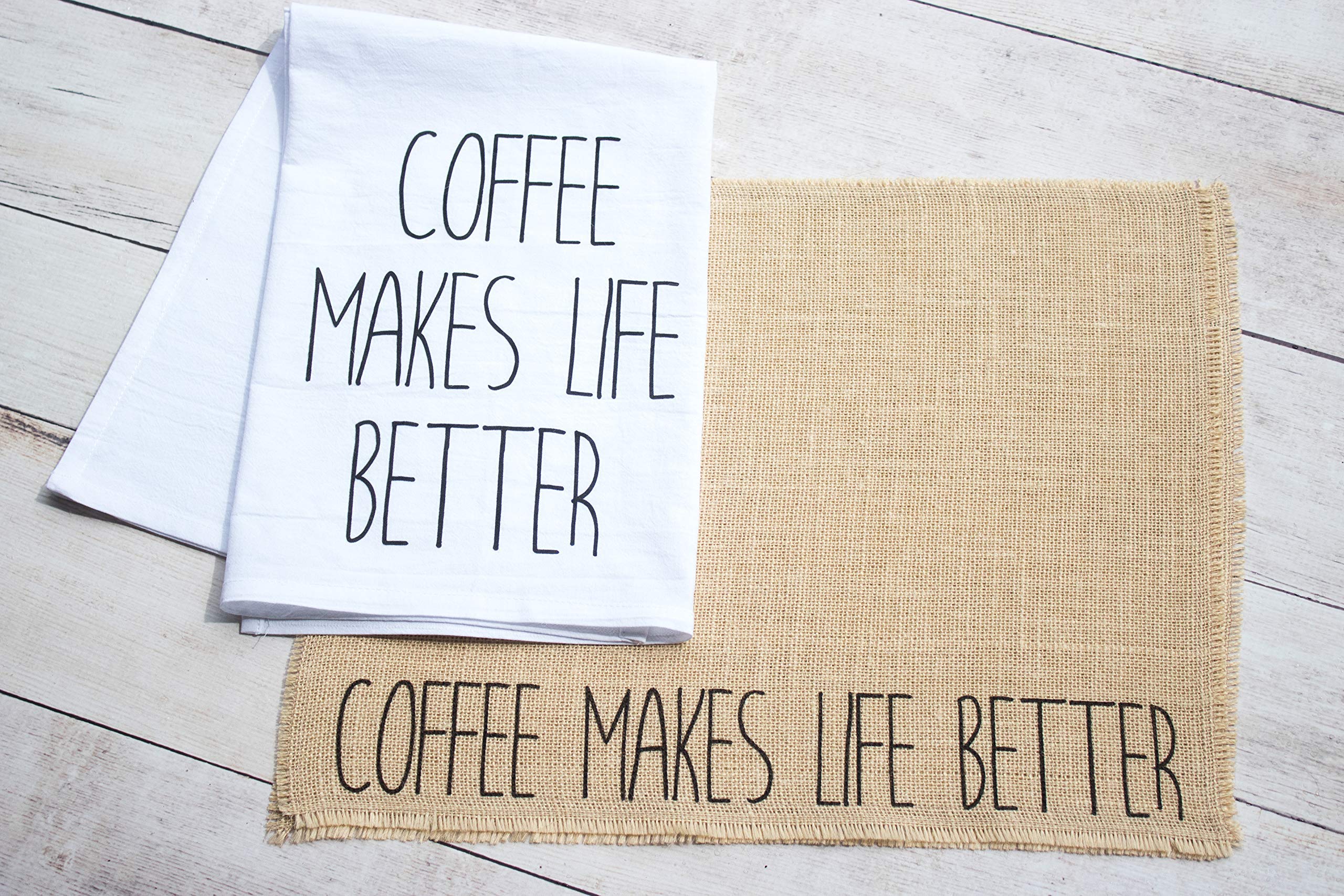 Premium Extra Large Flour Sack Kitchen Towel - Coffee Themed Dish Towel & Tea Towel Set - USA Made Cotton Kitchen Accessories for Baking, Cooking & Coffee Lovers - Perfect Housewarming Gift