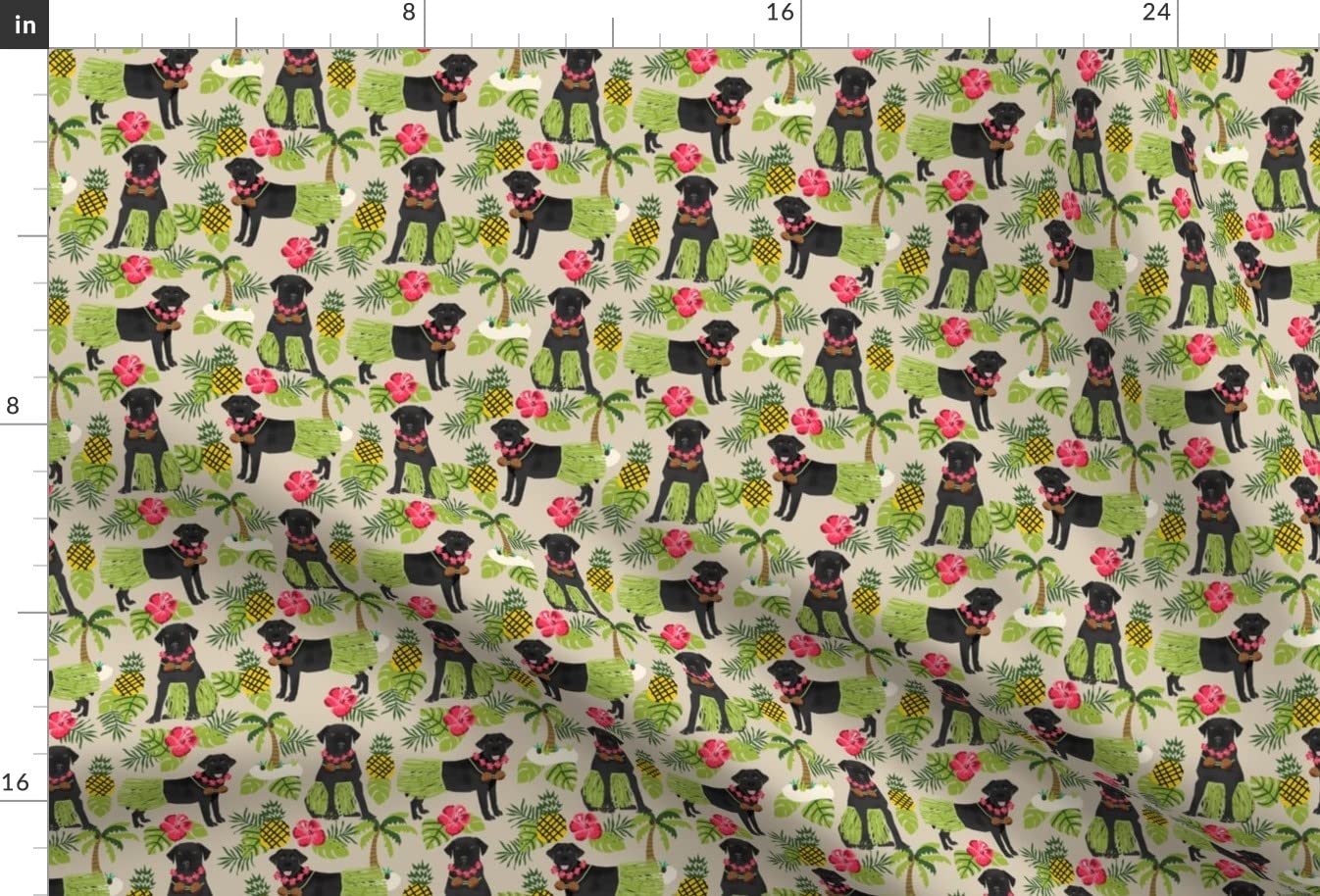 Black Lab Tropical Hawaii Islands Dog Breed Tan Labrador Retriever Printed Minky Fabric by The Yard - Soft Plush Material for Sewing Baby Blankets, Quilt Backing & DIY Crafts - Perfect for Nursery Decor, Pet Accessories & Home Textile Projects