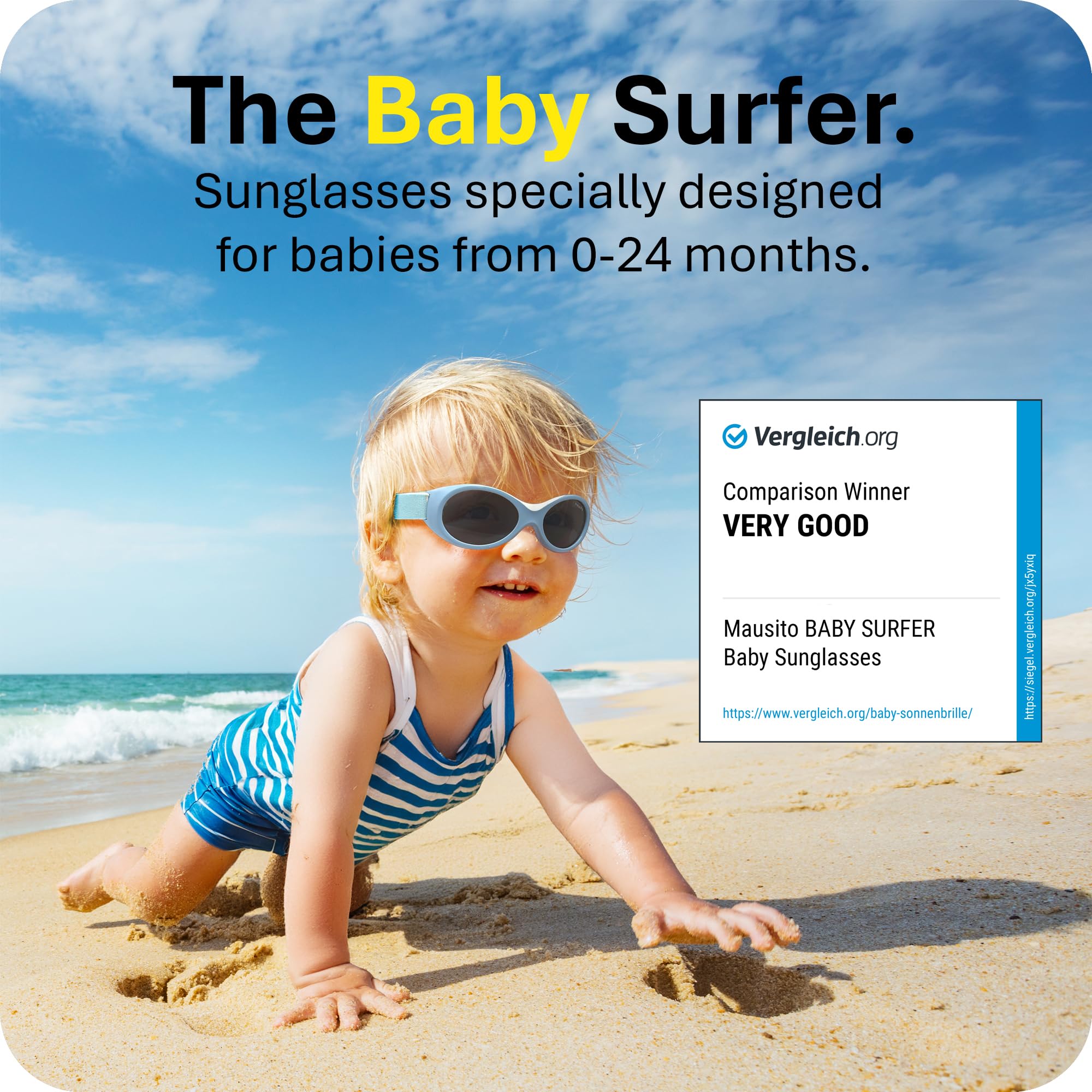 Mausito Baby Sunglasses 0-24 Months | BPA-Free Infant Sunglasses with Adjustable Strap | 100% UV Protection for Newborns & Toddlers | Perfect for Beach, Park & Outdoor Activities