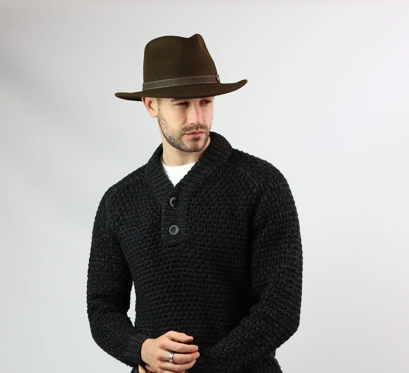 Classic Traveller II Wool Felt Fedora Hat - Water Repellent, Packable Wide Brim Hat for Men & Women - Perfect for Outdoor Adventures, Travel & Fashion