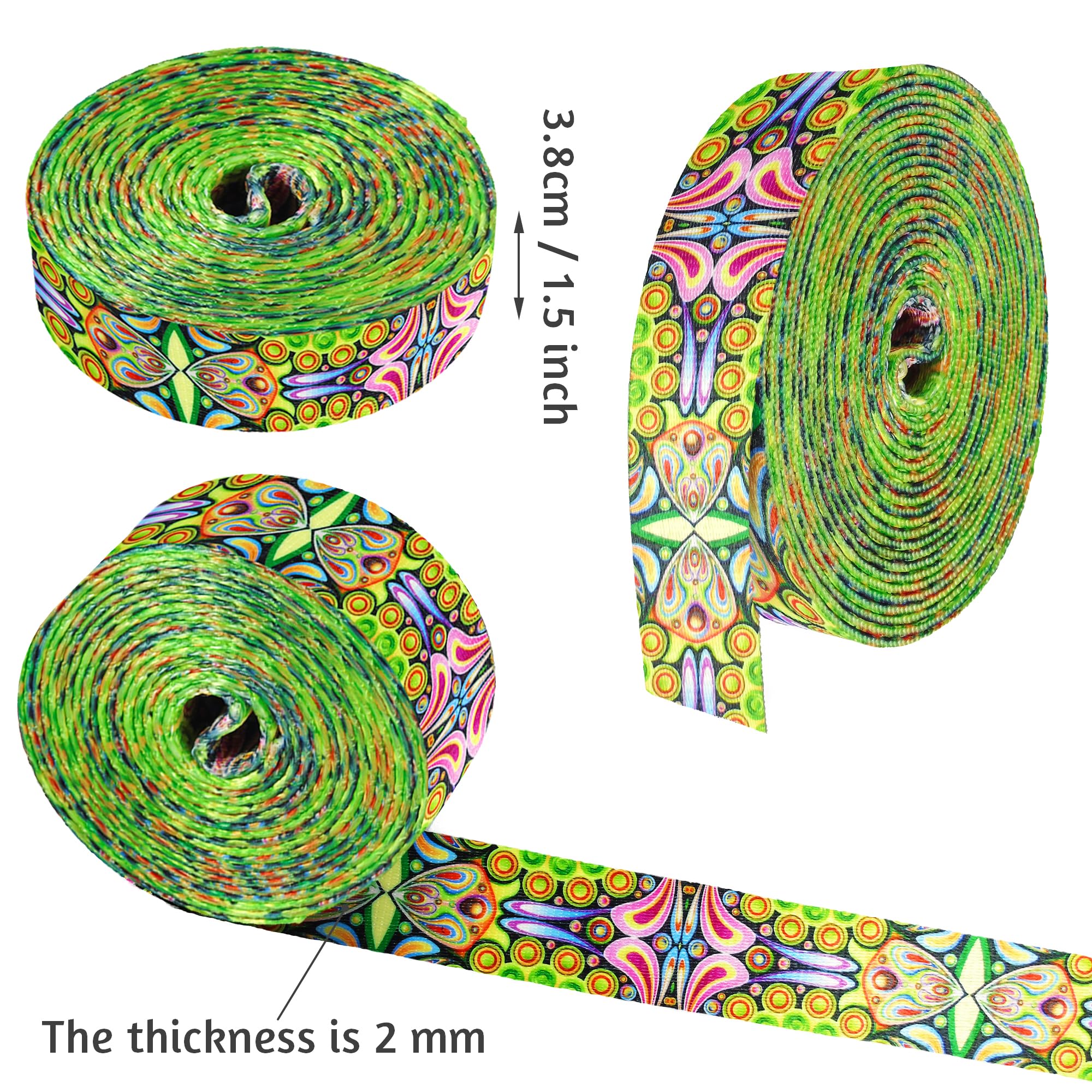 1.5 Inch Patterned Nylon Webbing Belt - Adjustable Strap for Purses, Backpacks, Luggage & Seatbelt Replacement - Durable Nylon Webbing for DIY Crafts, Pet Collars & Outdoor Gear