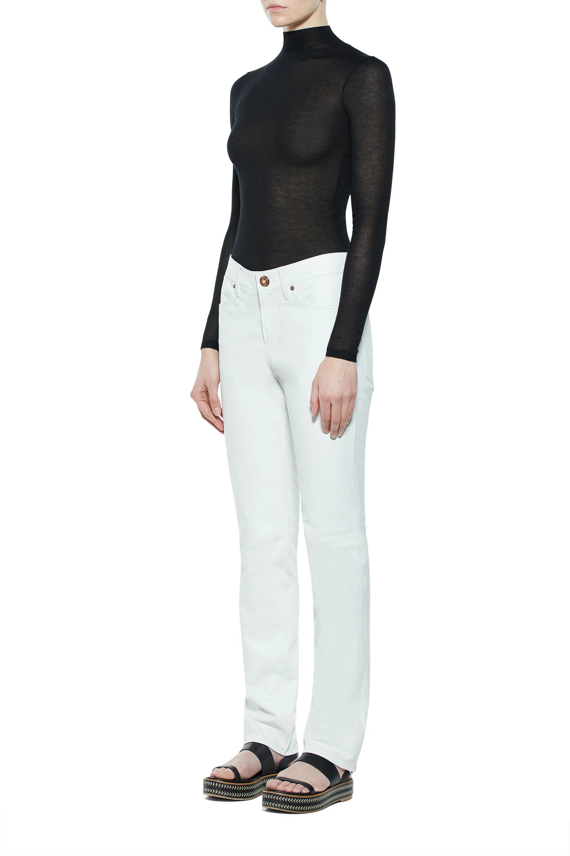 Premium White Nappa Leather Charles Pants - Men's Luxury Dress Pants for Business, Office & Formal Occasions