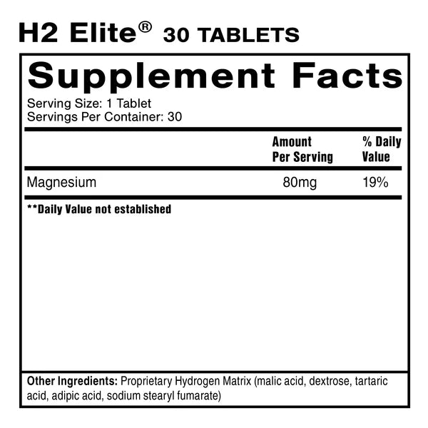 H2 Elite Molecular Hydrogen Tablets 60 Count - Supports Cellular Health & Antioxidant Benefits for Active Lifestyles