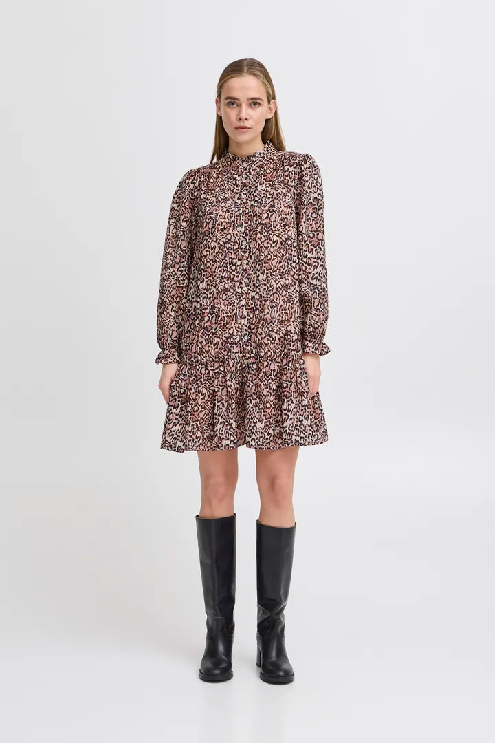 Fashionable Leopard Print Long Sleeve Mini Dress for Women - Party, Date Night & Casual Wear