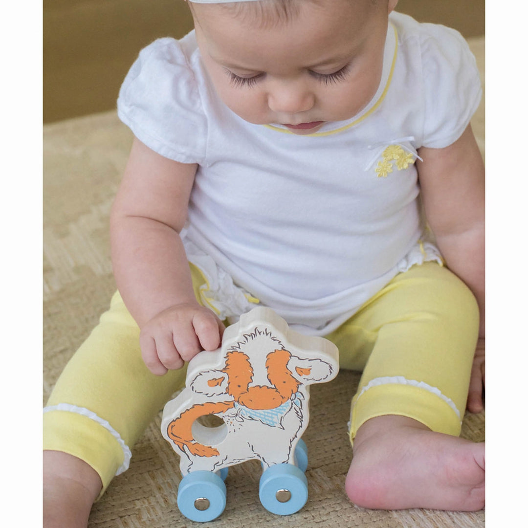 Vintage Wooden Moo Moo Cow Push Toy for Toddlers - Classic Pull Along Walking Toy for 1-3 Year Olds - Perfect for Early Childhood Development and Nursery Decor