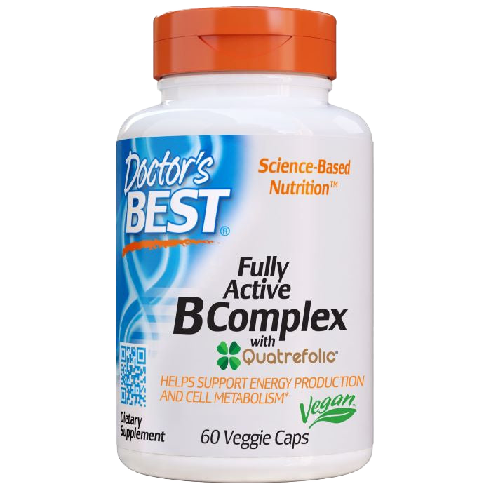 Doctor's Best Fully Active B Complex with Quatrefolic - 60 Vegetarian Capsules | Supports Energy, Metabolism & Nervous System | Daily Supplement for Active Lifestyle