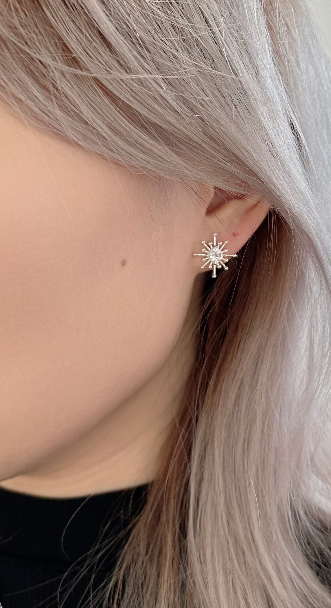 Amare Wear 925 Sterling Silver White Topaz Starburst Stud Earrings for Women | Hypoallergenic Elegant Jewelry Gift | Perfect for Parties, Weddings & Everyday Wear