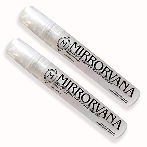 MIRRORVANA Anti-Fog Spray for Bathroom Mirrors - 2 Pack Fogless Mirror Spray for Shower, Shaving & Makeup - Prevent Condensation on Glass & Mirrors for Clear Vision While Bathing or Grooming
