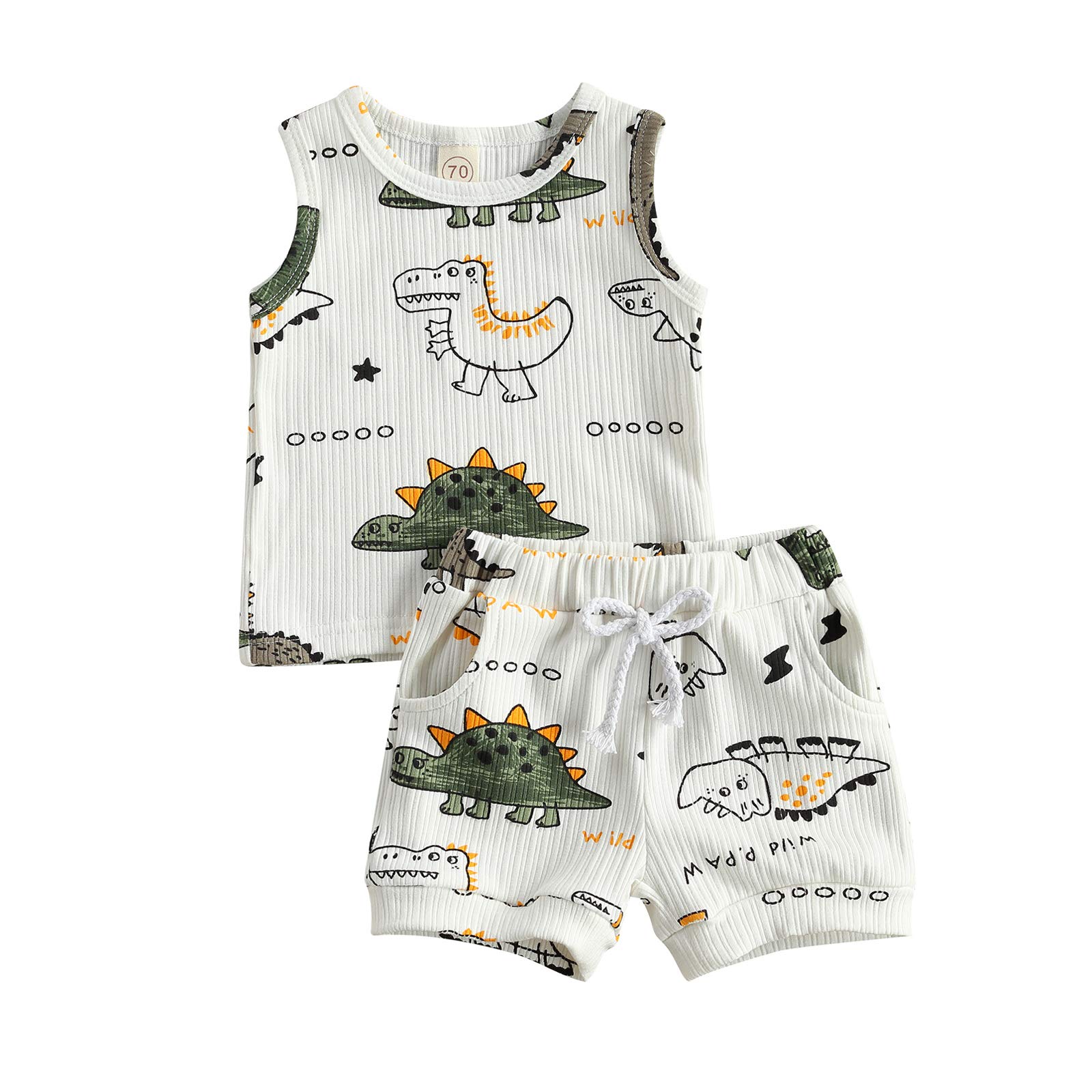 Newborn Baby Boys Summer Outfit - Sleeveless Tank Top & Sweat Shorts 2-Piece Set | Soft Cotton Summer Clothes for Infants | Perfect for Playtime, Beach & Outdoor Activities
