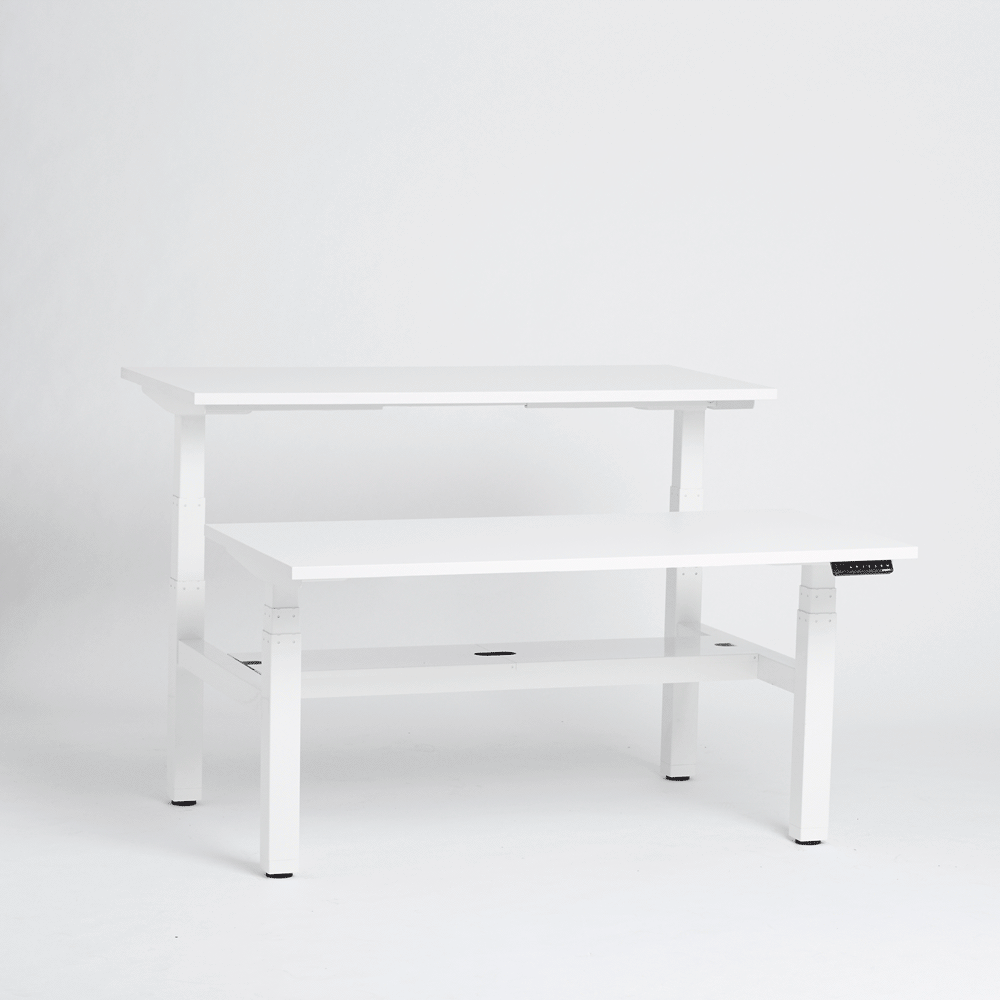 Adjustable Height Double Desk for 2 People - Series L Home Office Desk with Dual Workspace - Perfect for Shared Workspaces, Home Offices & Small Business Setups