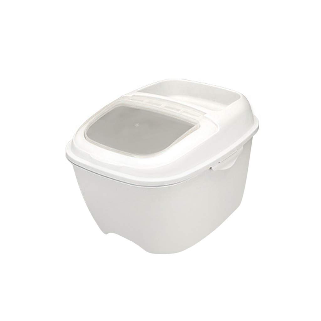 YJYdada 10KG Airtight Food Storage Container with Flip Cover - Multi-Purpose Rice Bucket for Kitchen & Pantry Organization - Perfect for Storing Rice, Flour, Cereal & Dry Goods (White)