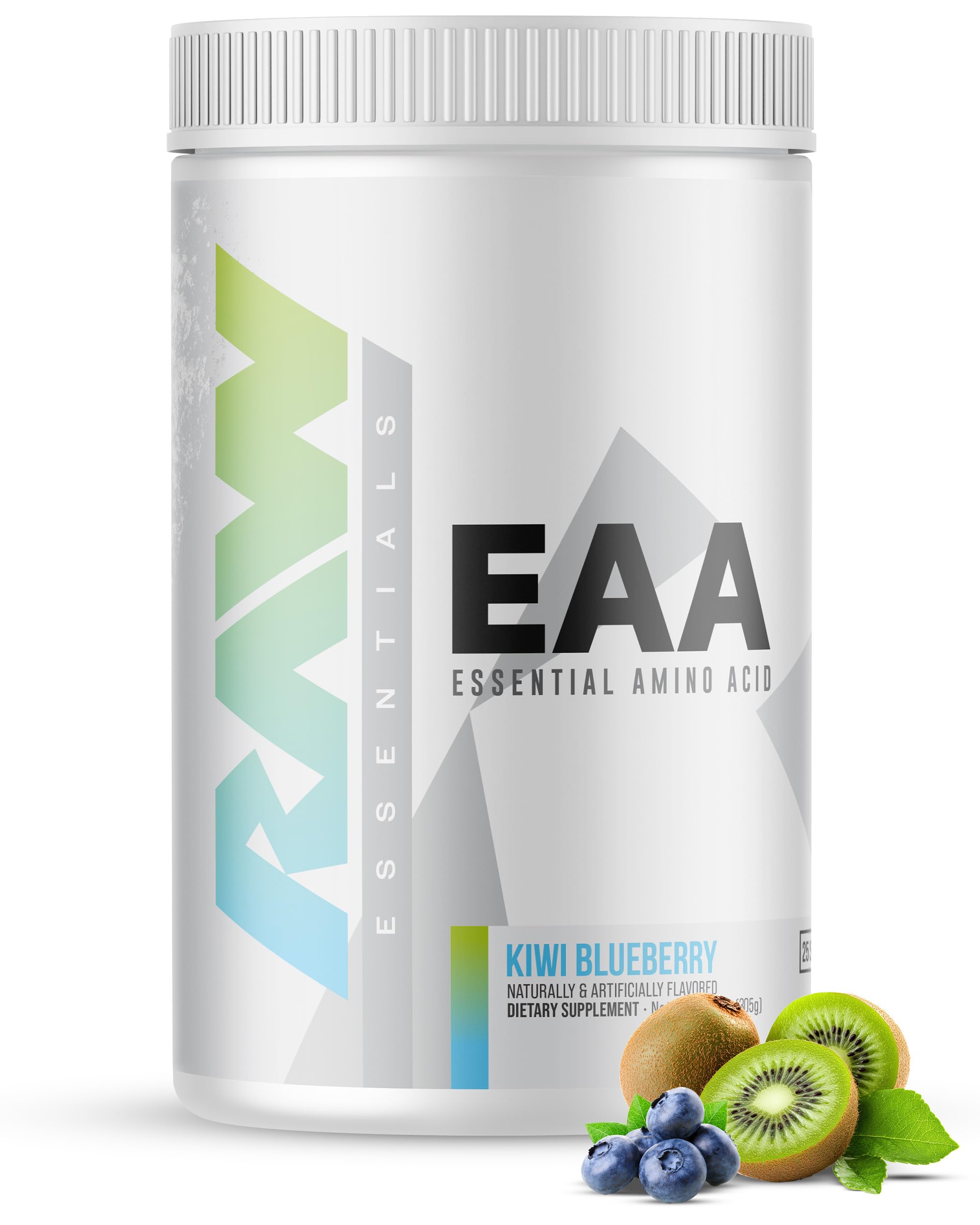 RAW EAA Essential Amino Acids Powder - Kiwi Blueberry Flavor (25 Servings) | Pre-Workout Energy Supplement for Strength, Endurance & Muscle Recovery | BCAA Amino Acid Powder for Men & Women | Ideal for Gym, Fitness & Post-Workout Recovery