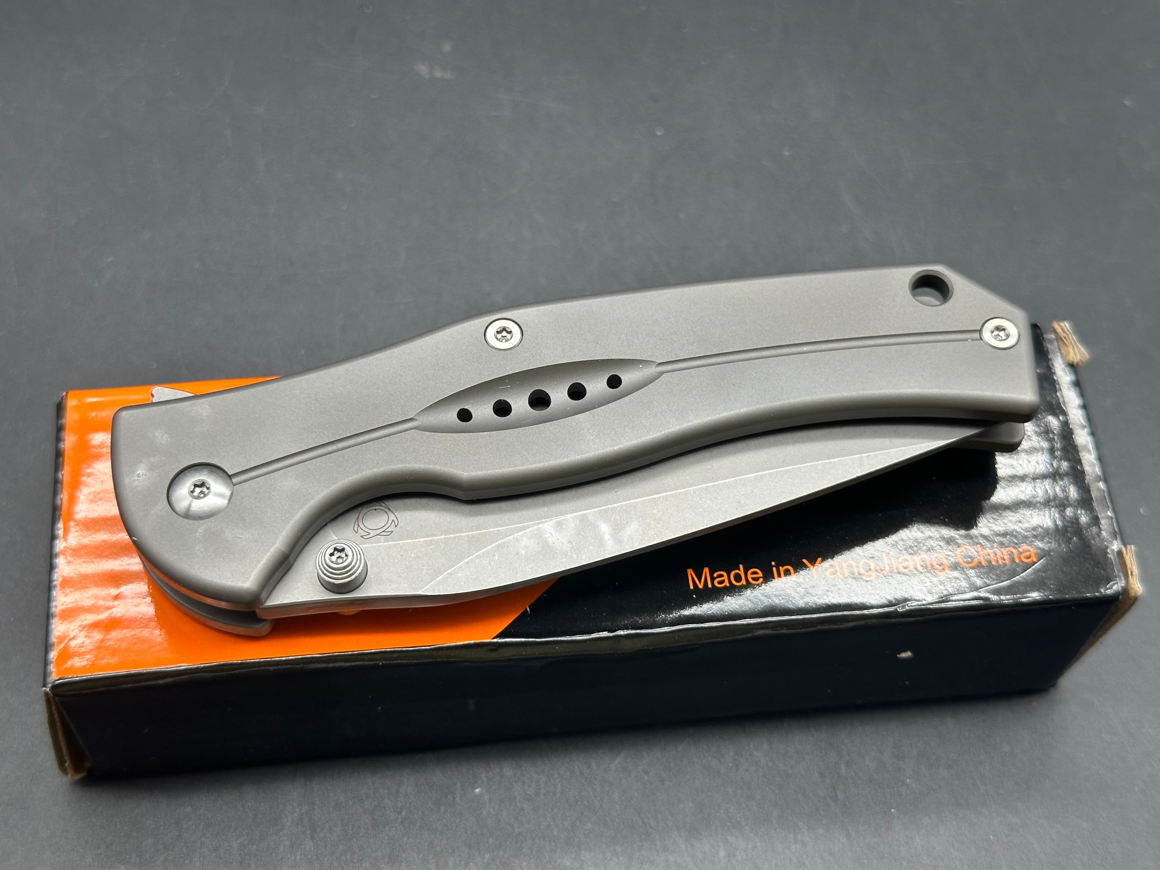 Sixleaf SL 17 Titanium Frame Lock Knife with D2 Steel Blade - EDC Pocket Knife for Outdoor Camping, Hiking & Everyday Carry
