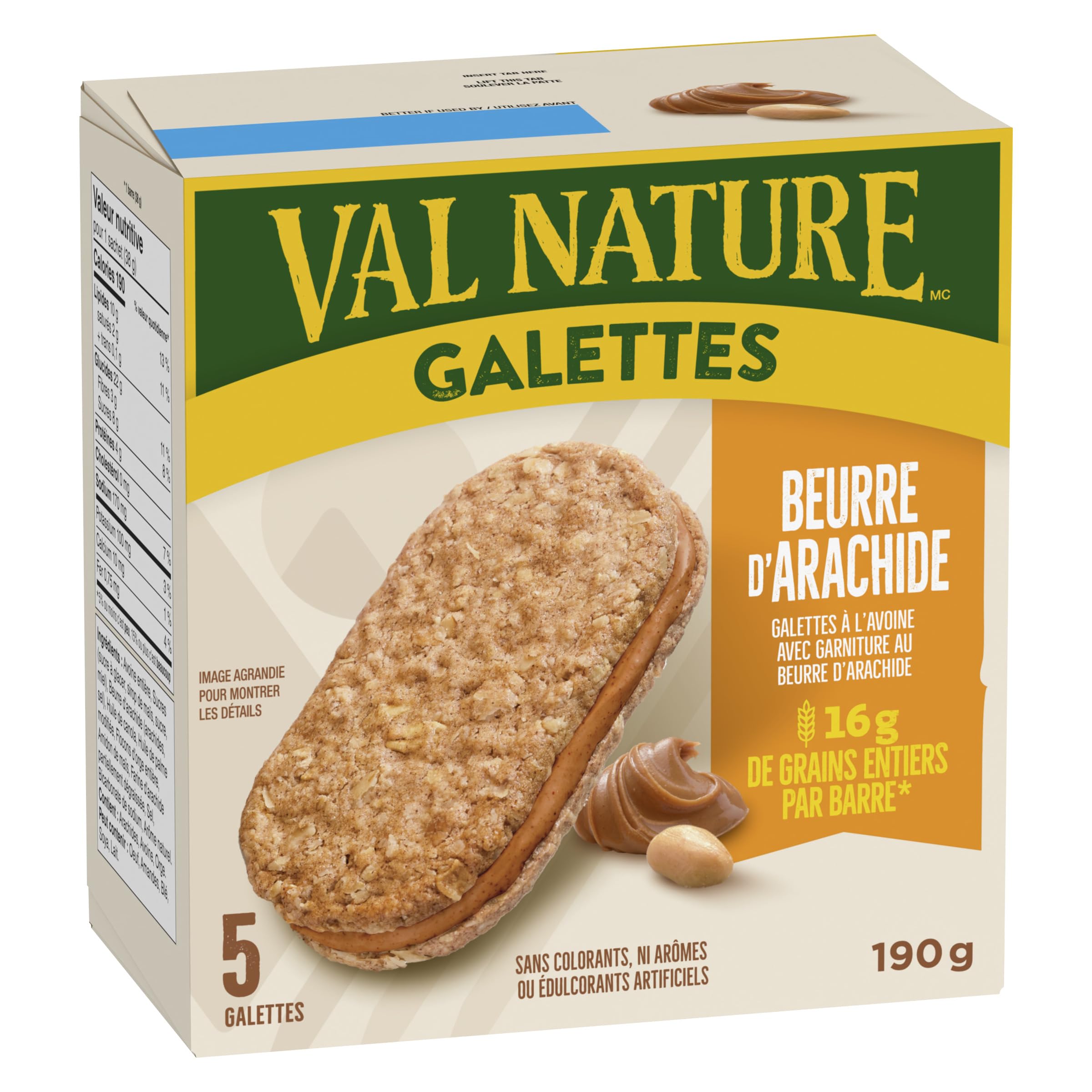 NATURE VALLEY Peanut Butter Oat Biscuits - 5 Pack | No Artificial Colors or Flavors | Healthy Snack for Hiking, Office & School Lunch