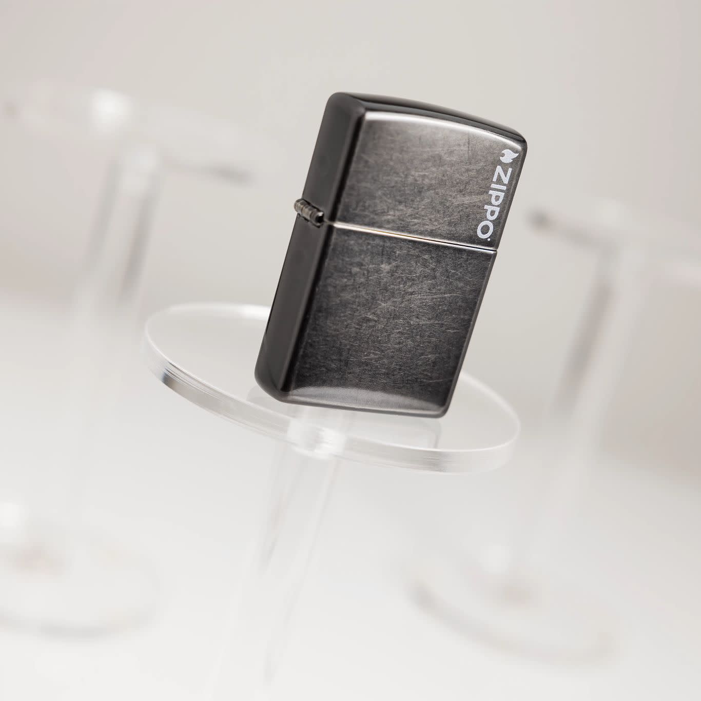 Classic Grey Zippo Logo Lighter - Windproof Refillable Metal Lighter for Outdoor Camping, Hiking & Everyday Use