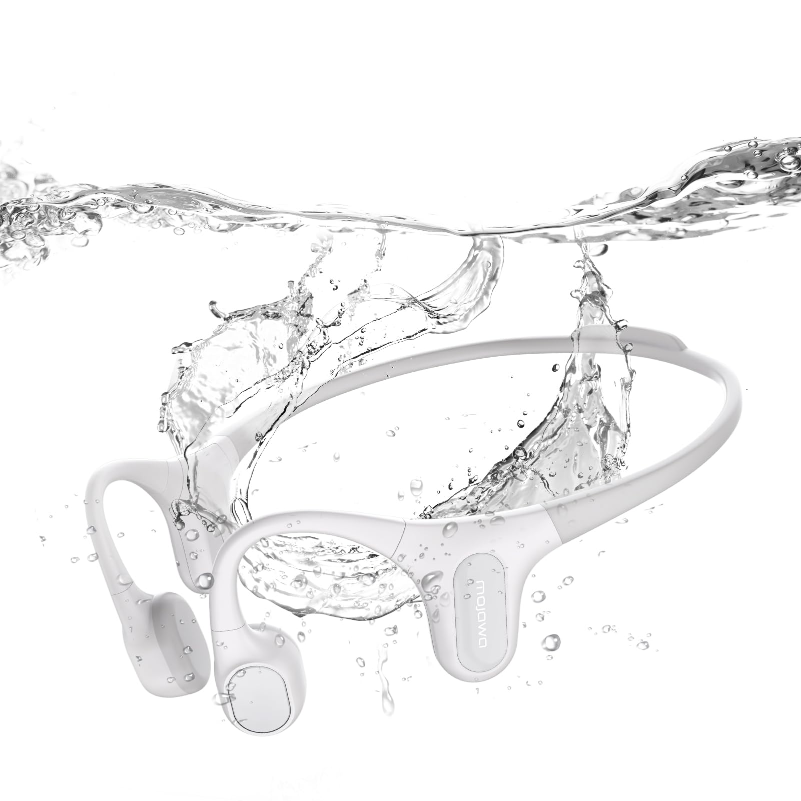 Mojawa Run Plus Bone Conduction Headphones - IP68 Waterproof Wireless Bluetooth 5.2 Open-Ear Headphones with 32GB MP3 Player, Secure Fit for Running, Swimming, Cycling & Gym Workouts - Grey | Perfect for Outdoor Sports, Fitness Training & Water Activities
