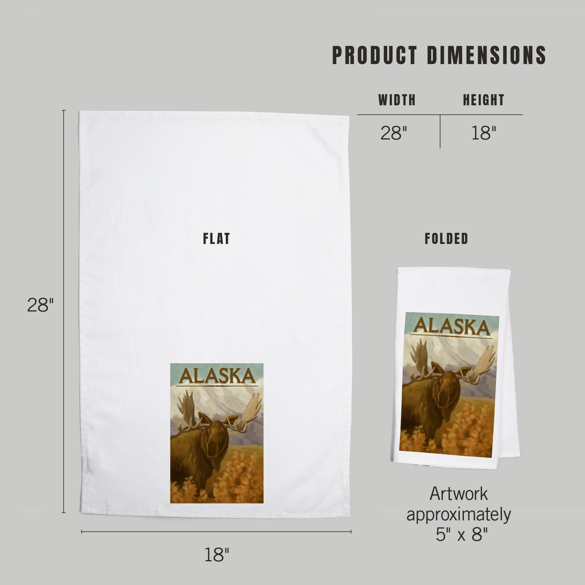 Lantern Press Alaska Moose Oil Painting Tea Towel - 100% Cotton Decorative Hand Towel for Kitchen, Bathroom & Home Decor | Perfect for Gifts, Dish Drying & Farmhouse Style Decor