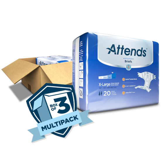 Attends DermaDry Advance Briefs for Adults - Premium Incontinence Underwear, Multiple Sizes (S/M/L/XL) - Comfortable & Absorbent for Day & Night Use - Ideal for Active Lifestyles, Travel & Home Care