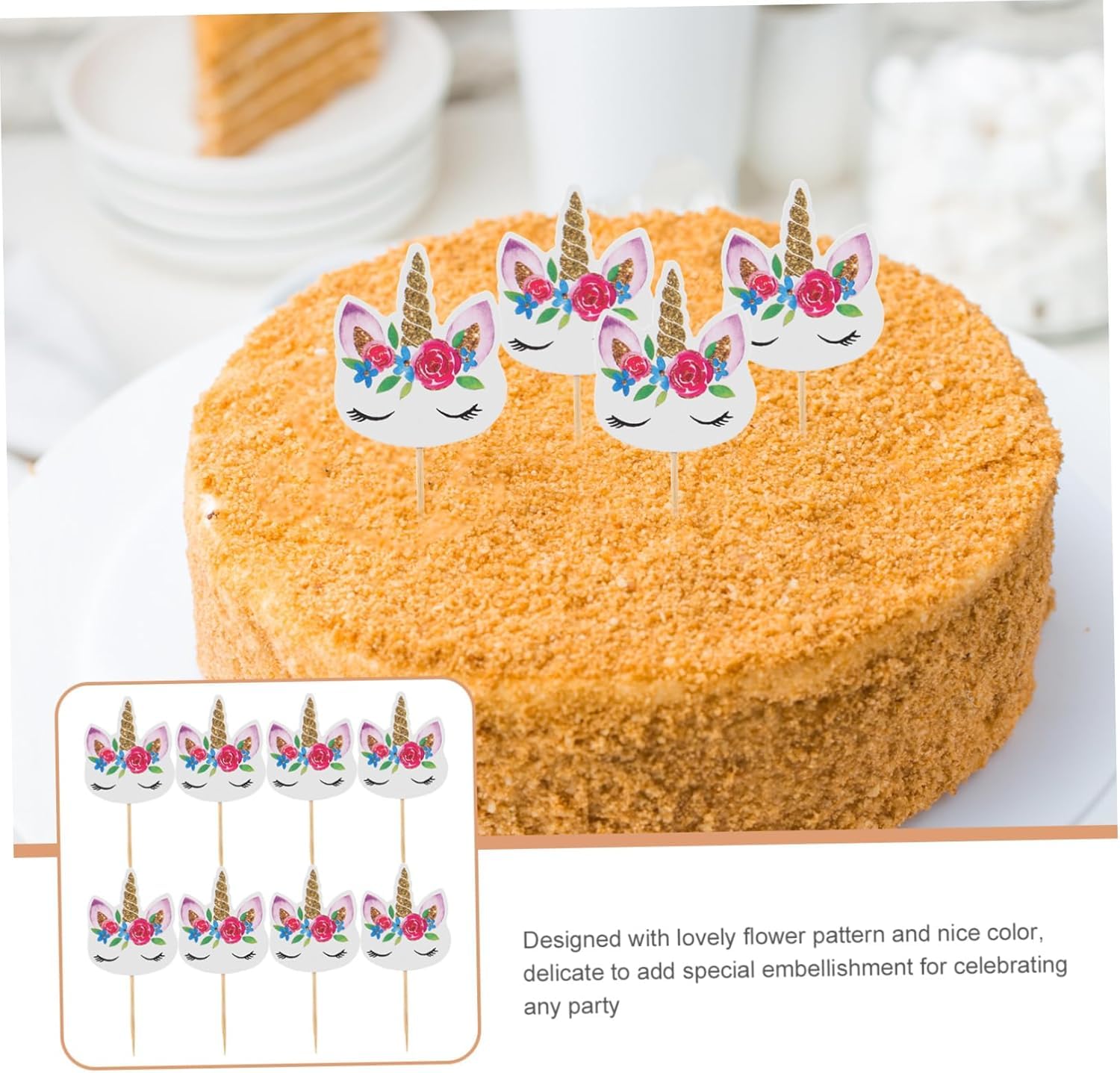 Flairs New York Unicorn Cupcake Toppers - Pack of 24 Dreamy Party Decorations for Birthday, Baby Shower & Wedding Celebrations