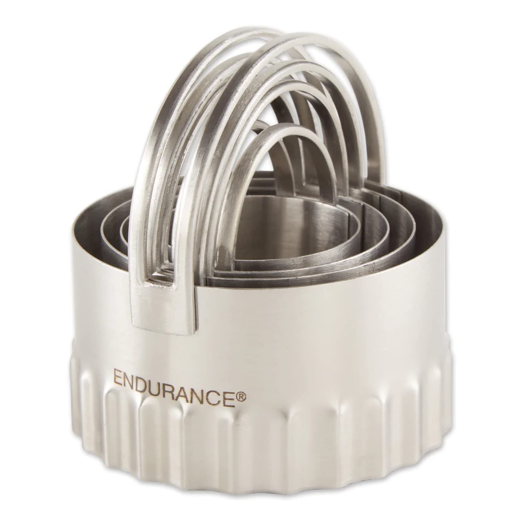 RSVP International Stainless Steel Biscuit Cutters Set of 4 - Round Ripple Edge for Perfect Dough Cutting | Professional Baking Tools with High Handle Arch | Ideal for Cookies, Pastries & Pie Crusts | Easy Nesting Storage for Kitchen Organization